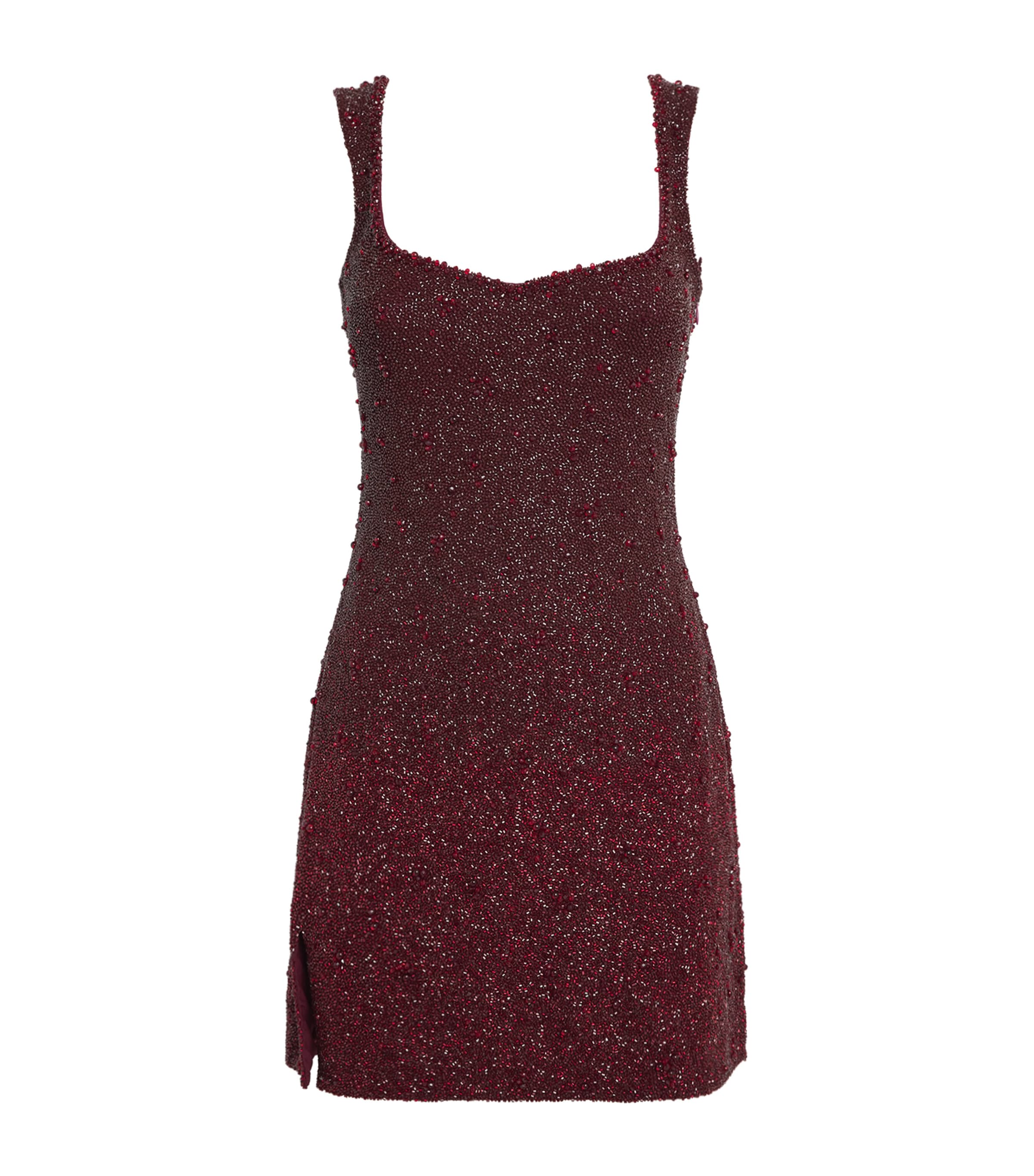 Clio Peppiatt Crystal Mini Dress In Burgundy