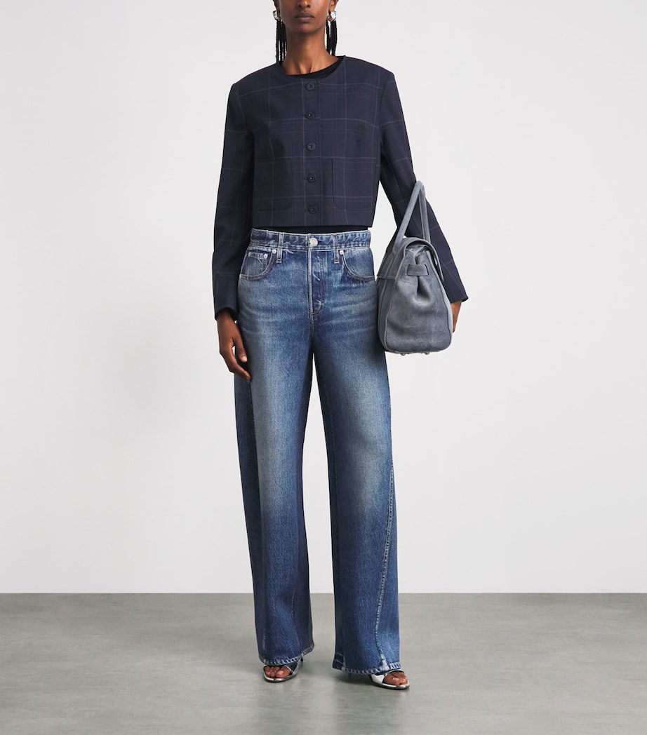 Claudie Pierlot Womens Wool-Blend Cropped Jacket Multicolored Image 2