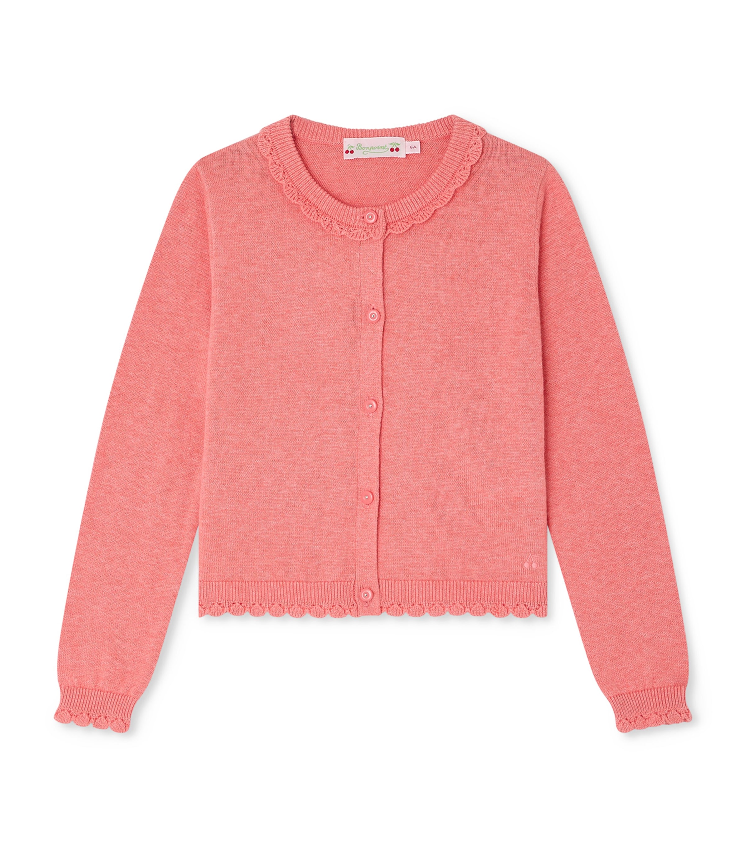 Bonpoint Cotton Larita Cardigan (10-14 Years) Rose Bonbon Image 1