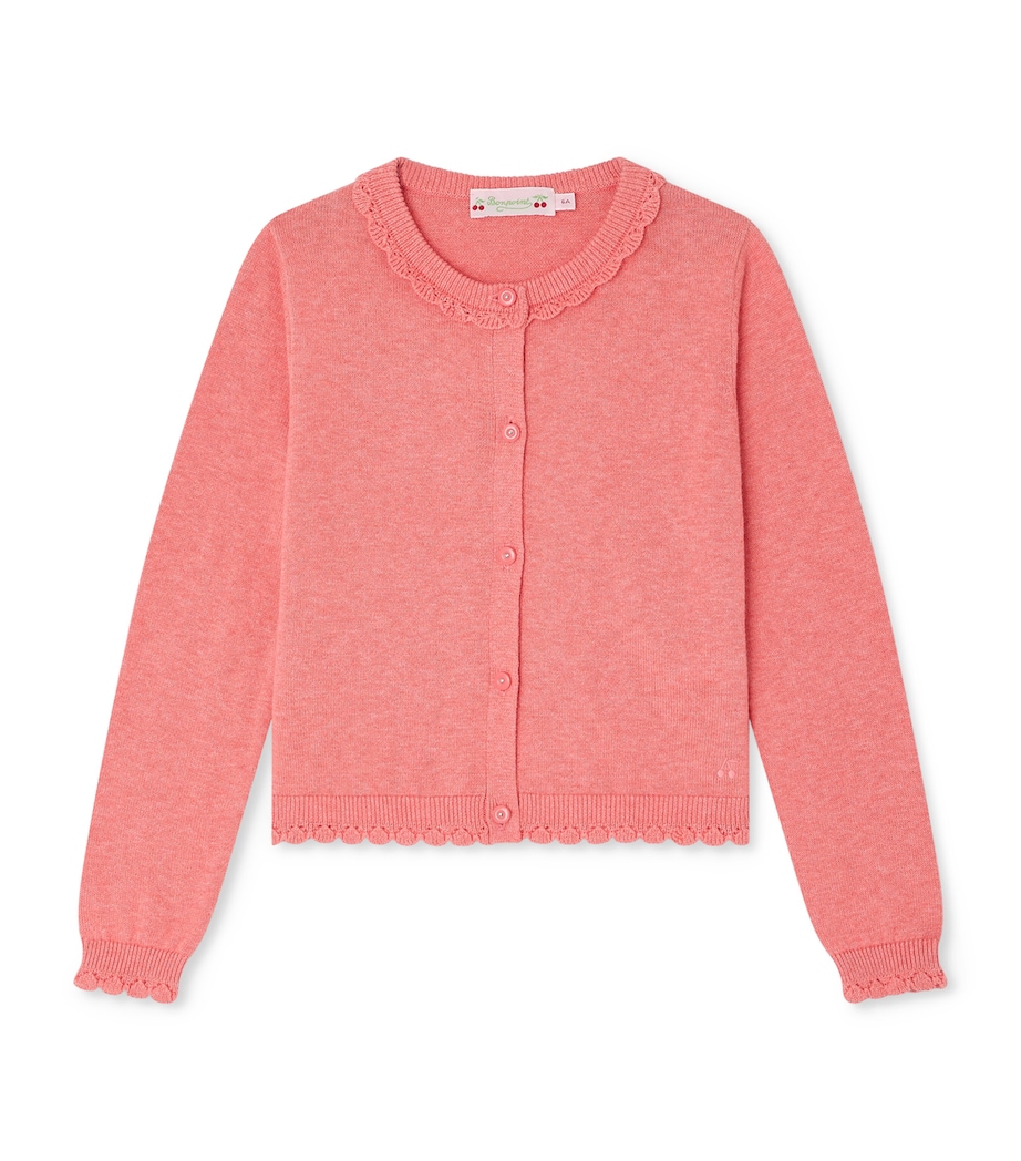 Bonpoint Cotton Larita Cardigan (10-14 Years) Rose Bonbon Image 1