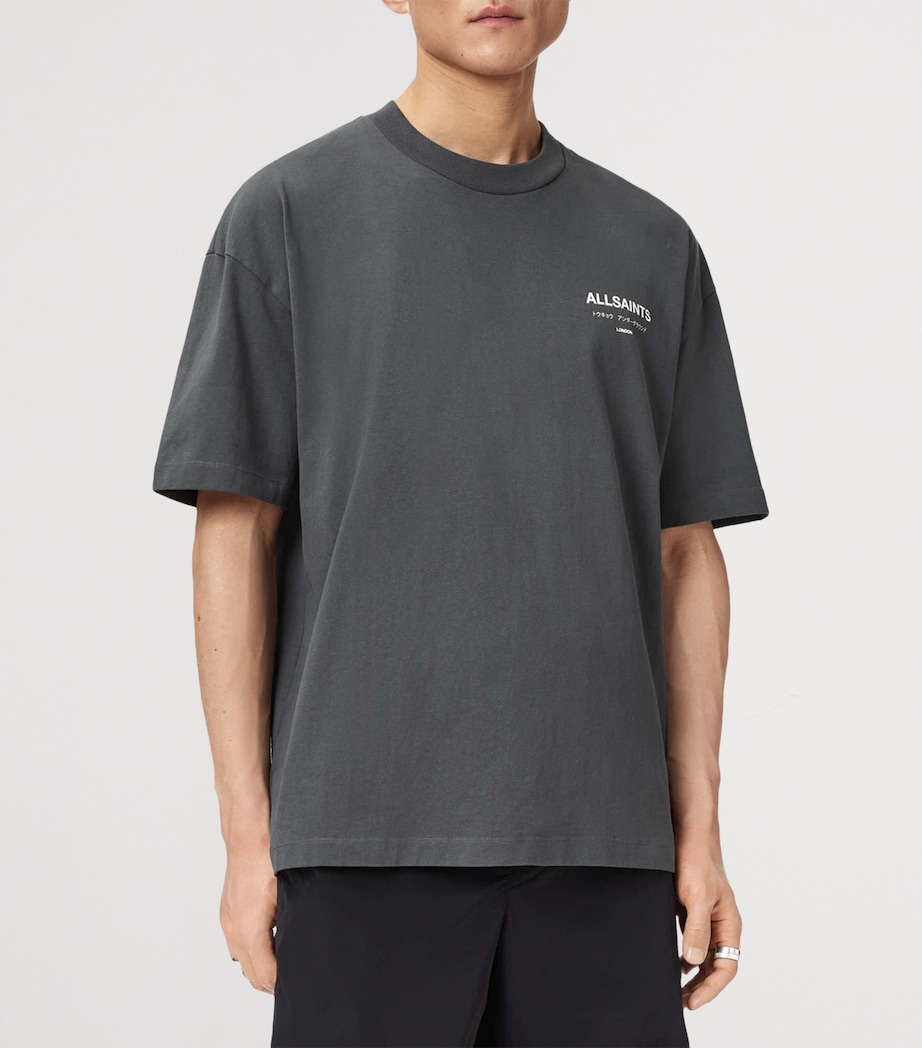 AllSaints Mens Organic Cotton Underground T-Shirt Dark Steel Blue Image 3
