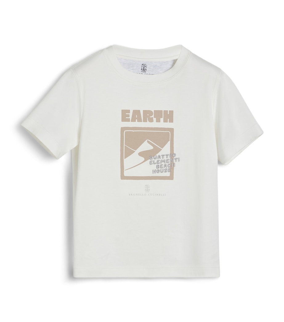 Brunello Cucinelli Kids Cotton Earth Graphic T-Shirt (4-6 Years) Image 1