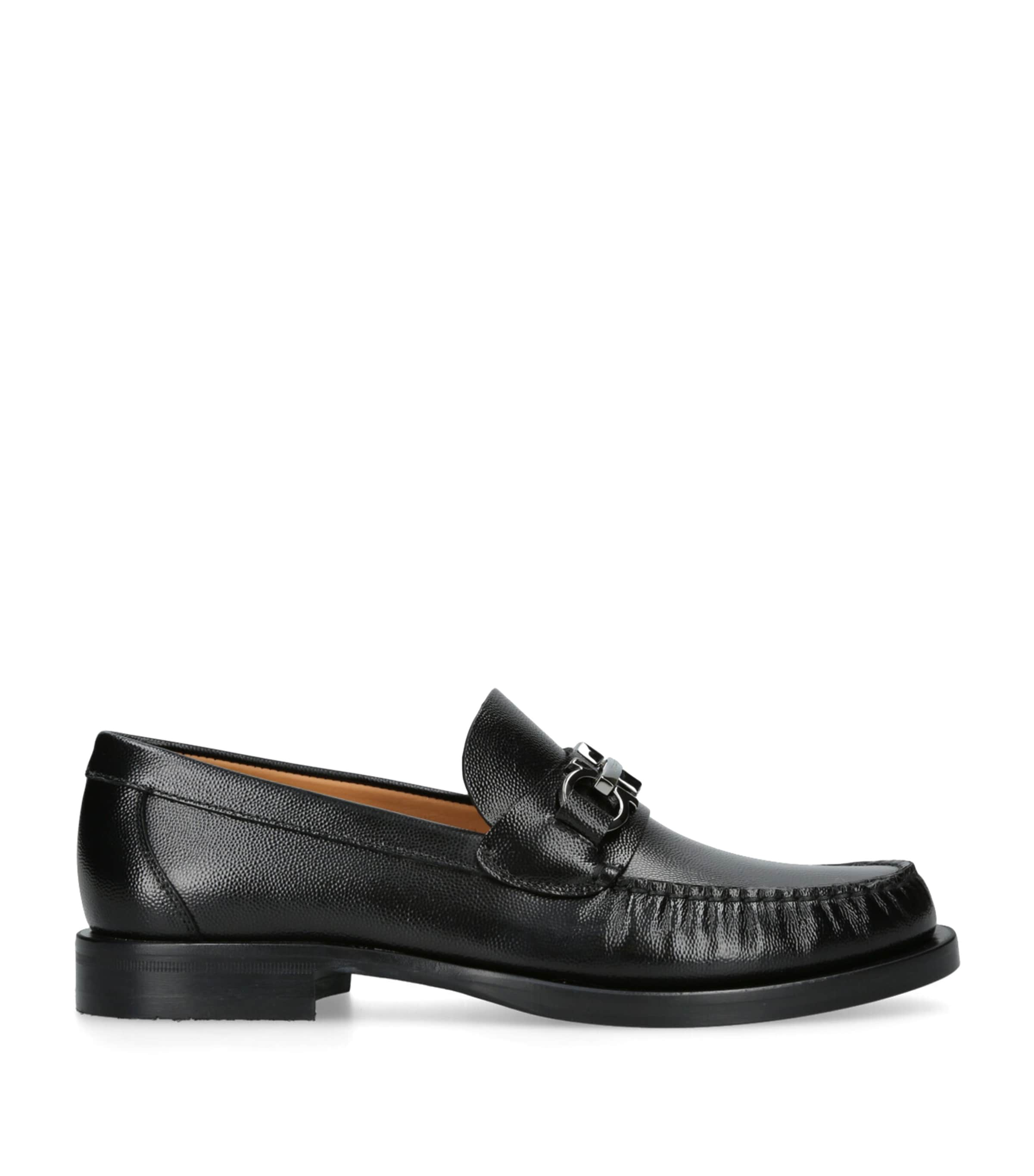 Ferragamo Leather Fort Gancho Loafers In White