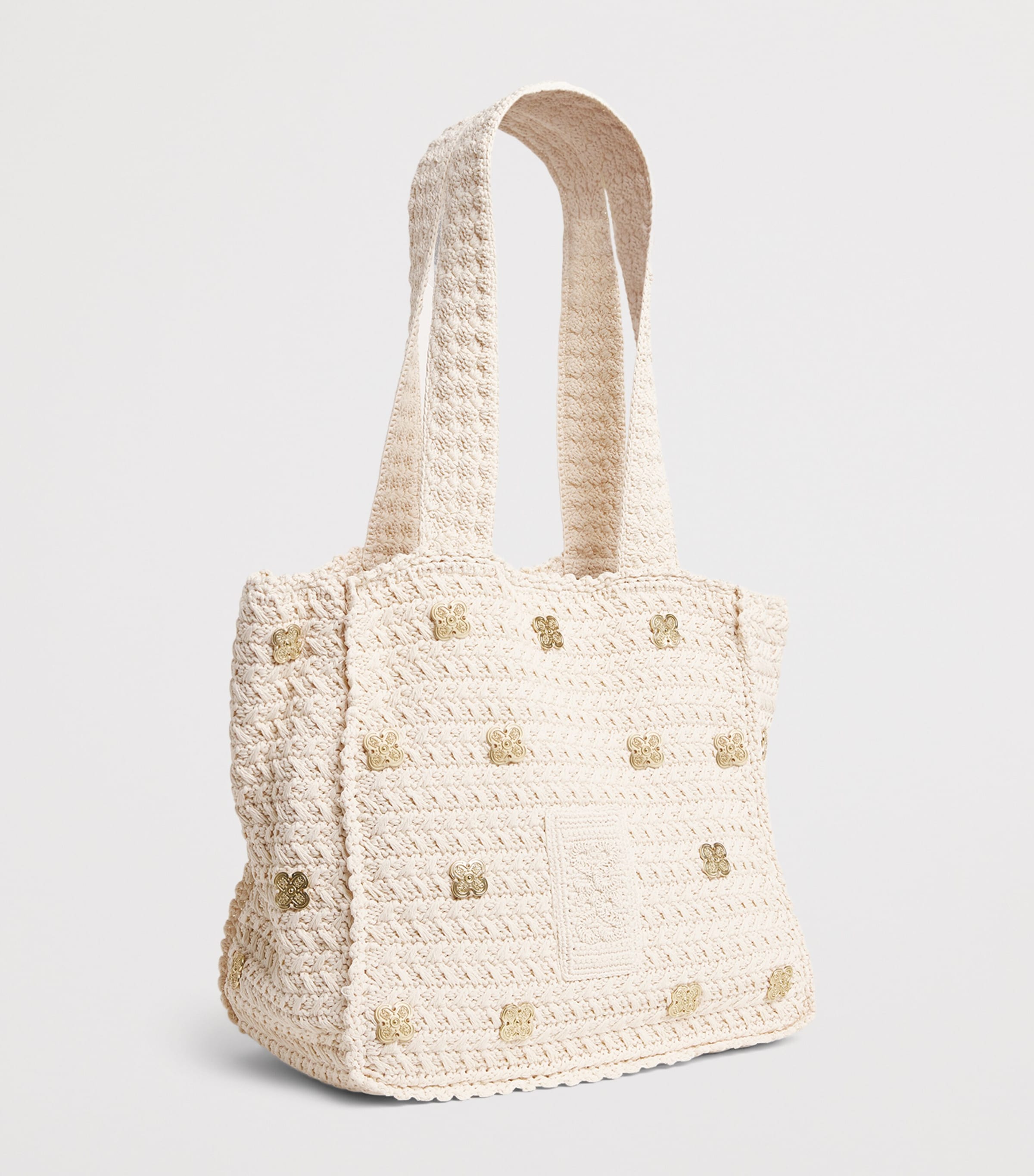 Sandro Paris Crochet Logo Shoulder Bag Ecru Image 3