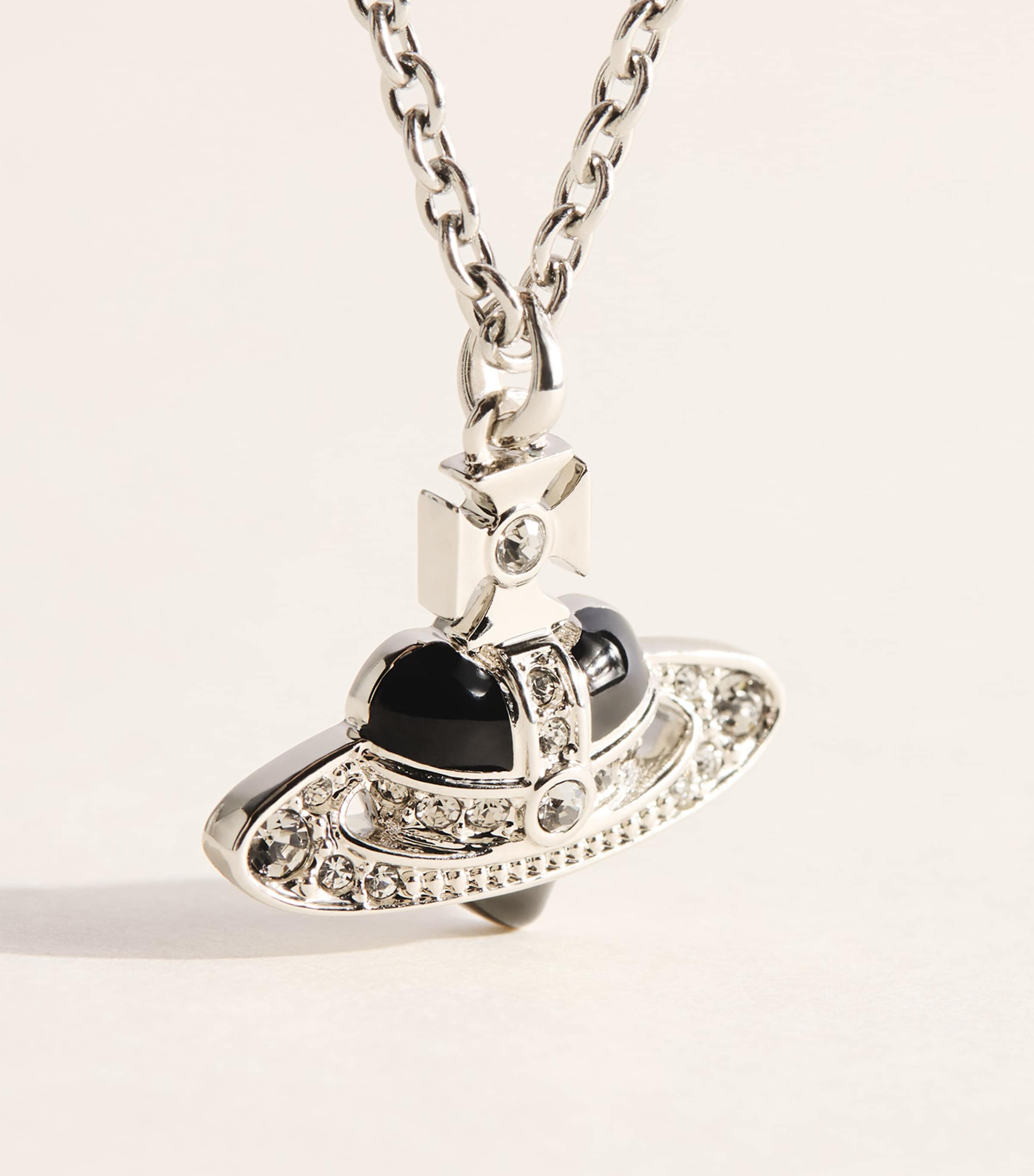 Vivienne Westwood Diamante Heart Necklace Plat/blk Dmn Cr Image 4