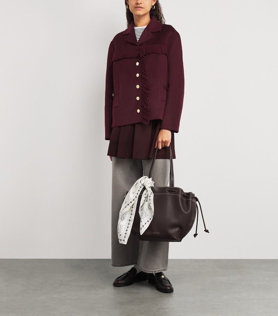 Wool-Blend Fringe Jacket BURGUNDY Image 2