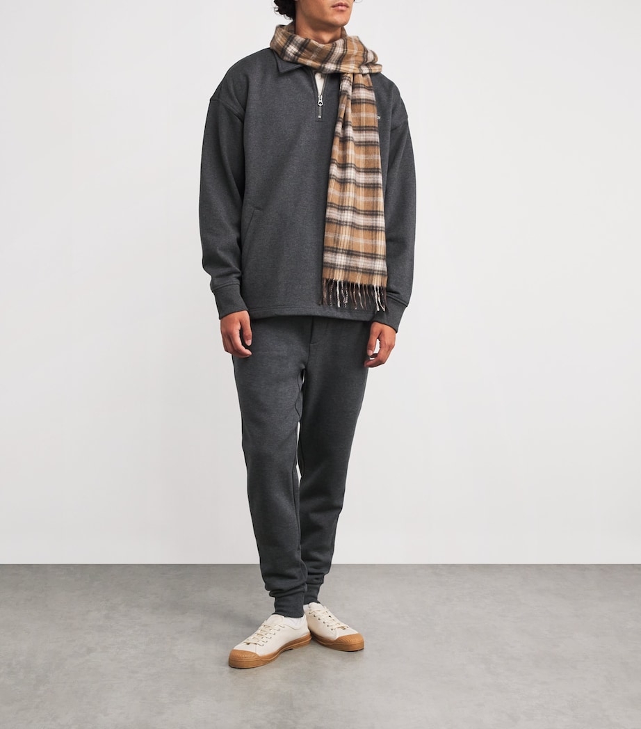 Cotton-Blend Quarter-Zip Collared Sweatshirt GREY Image 2