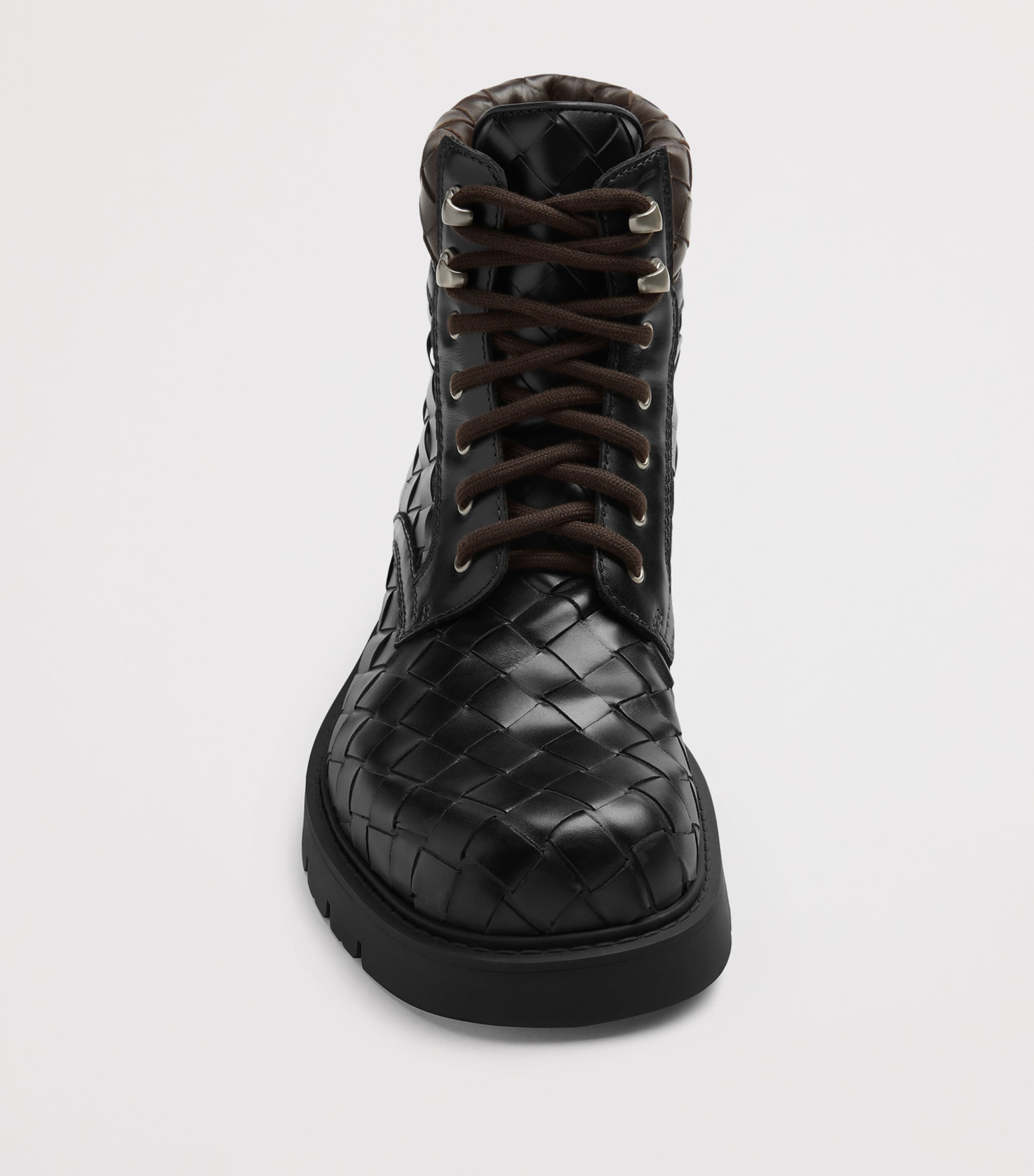 Bottega Veneta Leather Intrecciato Lace-Up Boots Image 3