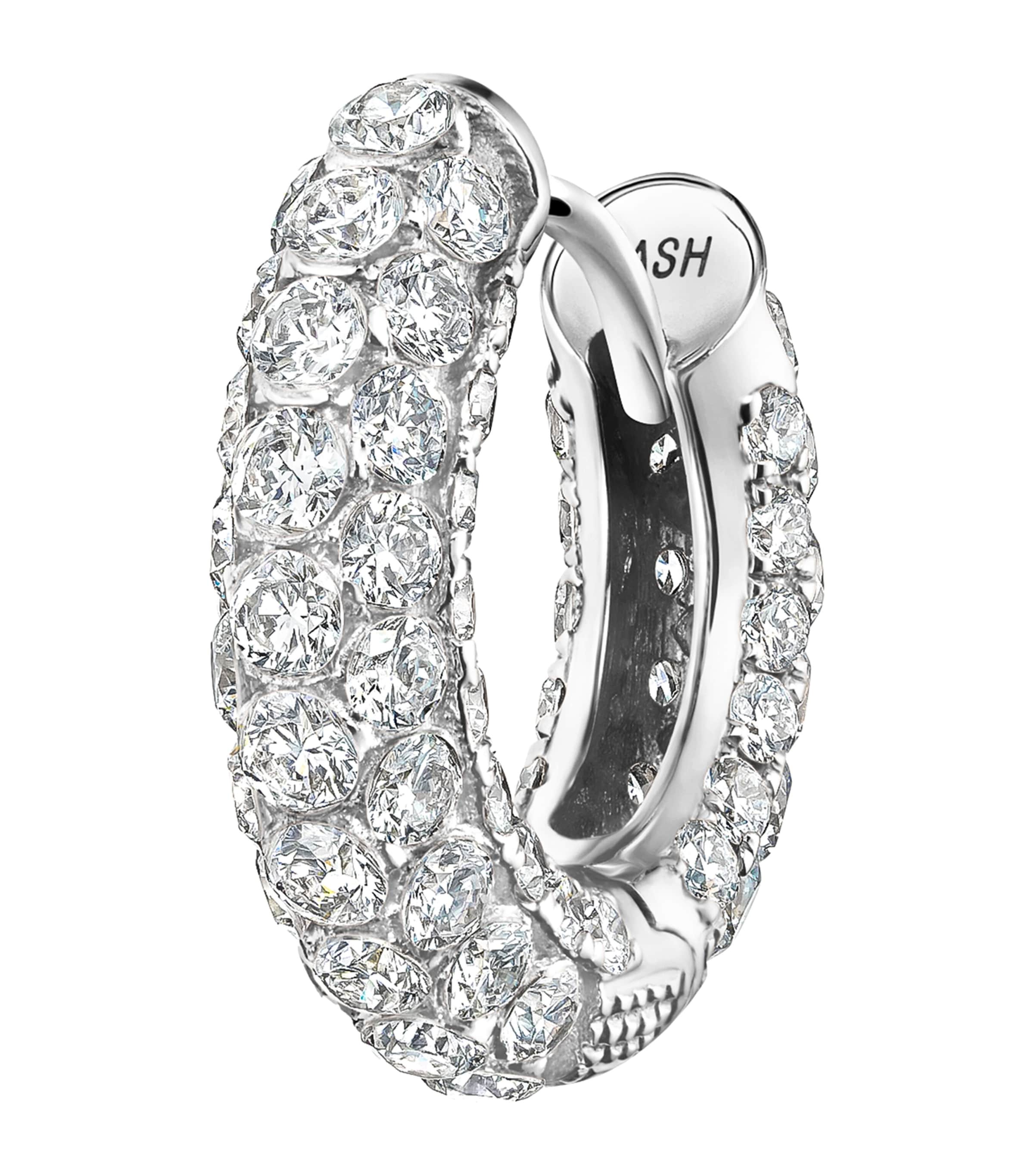 Maria Tash Pavé Diamond Single Hoop Earring In Metallic
