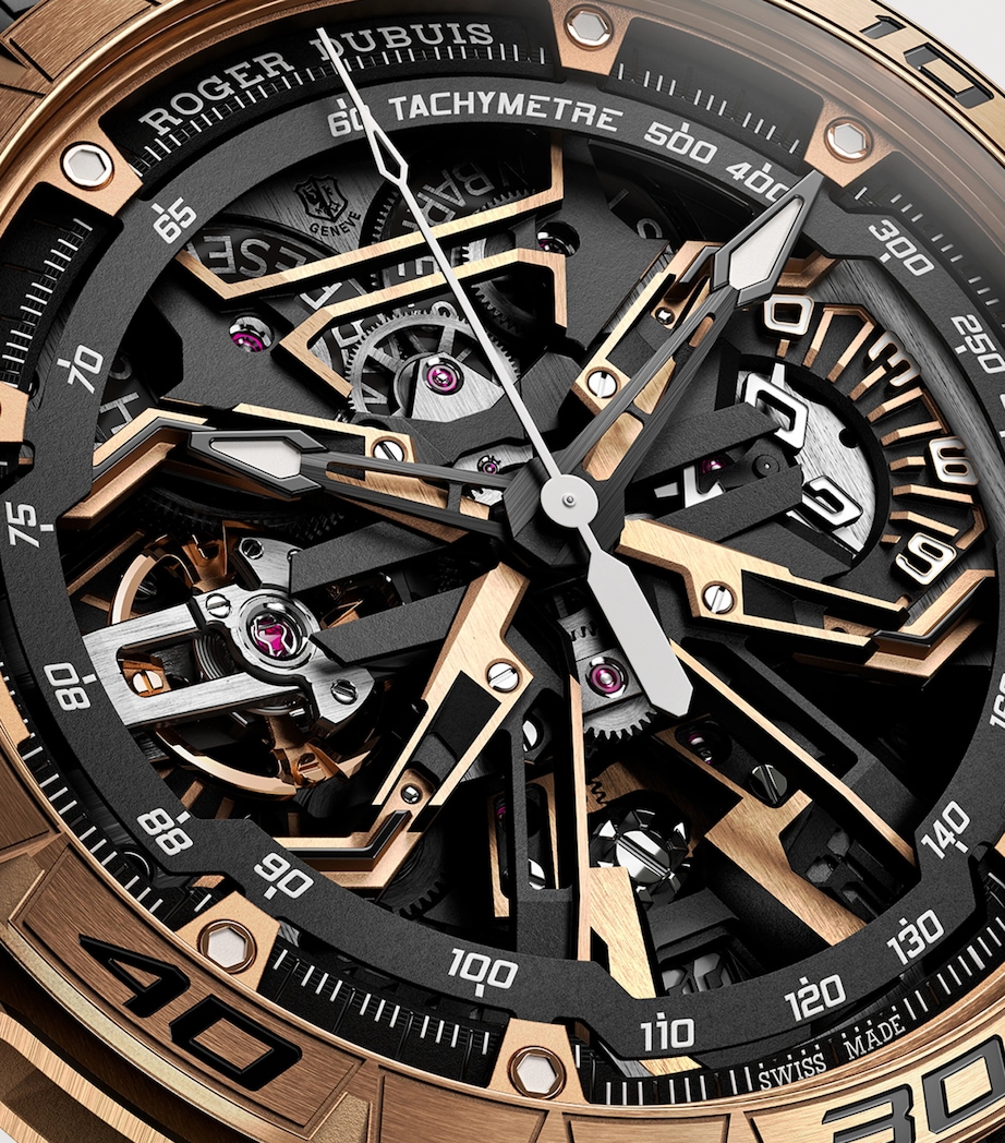 Roger Dubuis Rose Gold Excalibur Spider Flyback Chronograph Watch 45mm Black Image 9