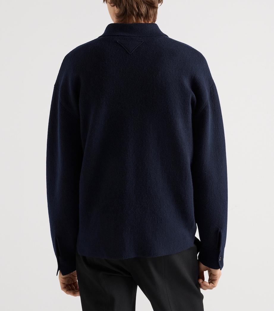 Prada Mens Cashmere Quarter-Zip Sweater Blue Image 5