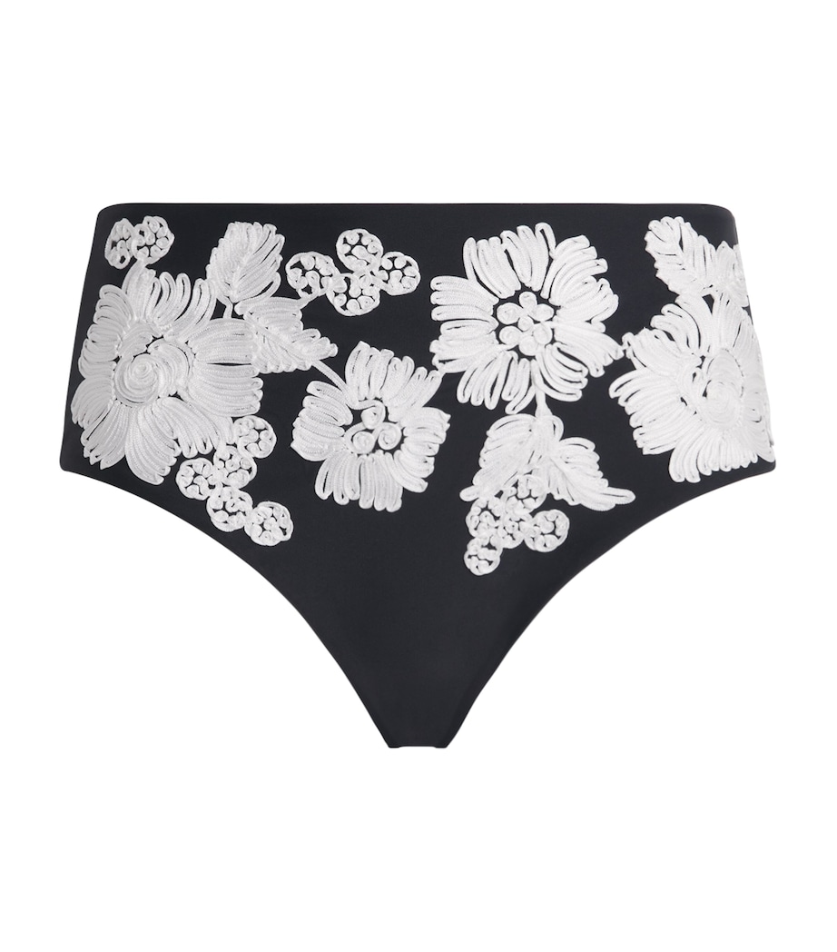 Embroidered Francie High-Rise Bikini Bottoms BLACK MULTI Image 1