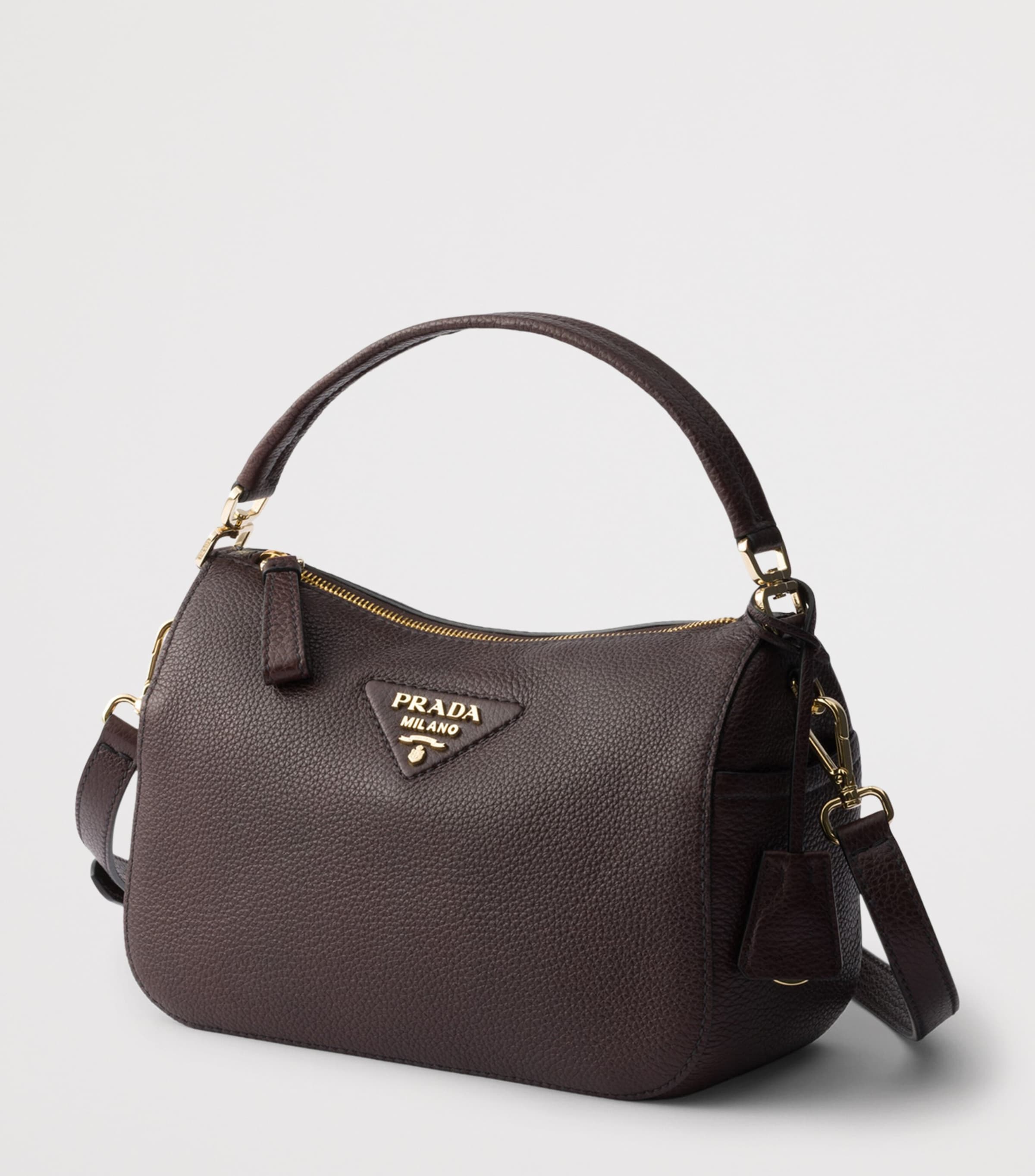 Prada Small Leather Shoulder Bag Brown Image 2