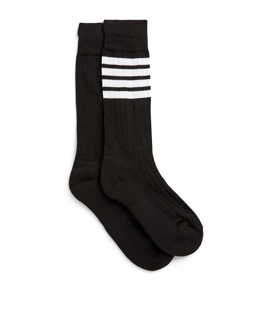 Striped Athletic Mid-Calf Socks BLACK Image 1