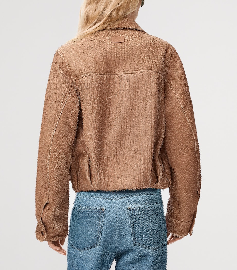 Textured Lambskin Oversized Jacket BEIGE Image 4
