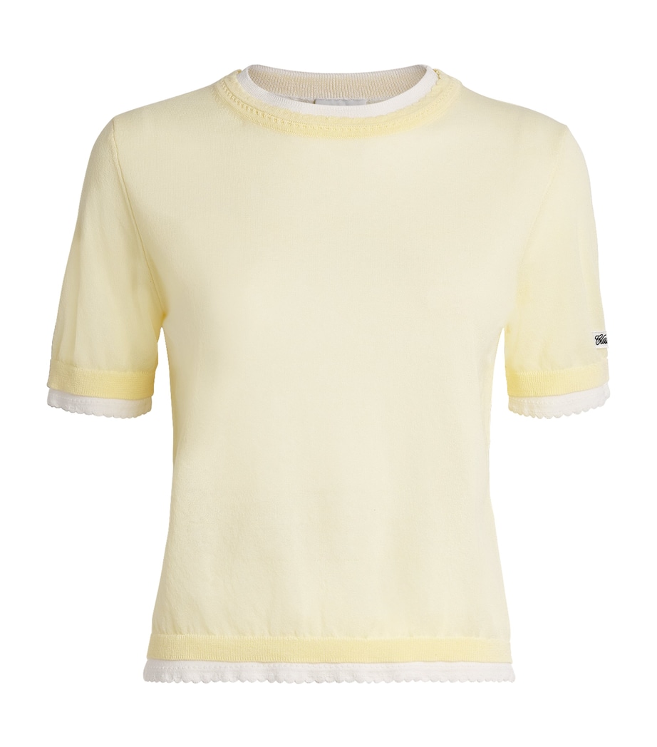 Claudie Pierlot Womens Scalloped Layered Sweater Vanilla Image 1