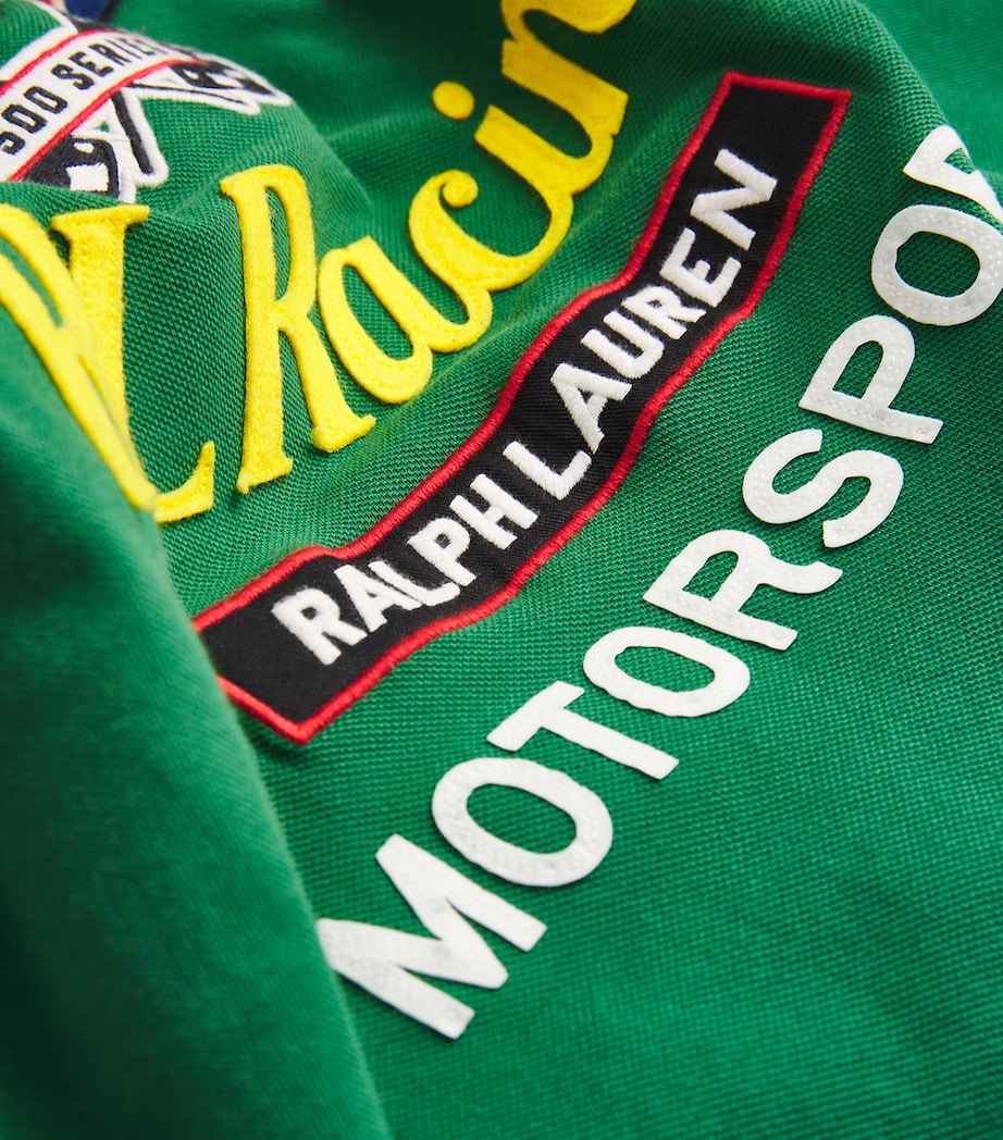 Cotton Racing Polo Shirt GREEN Image 5