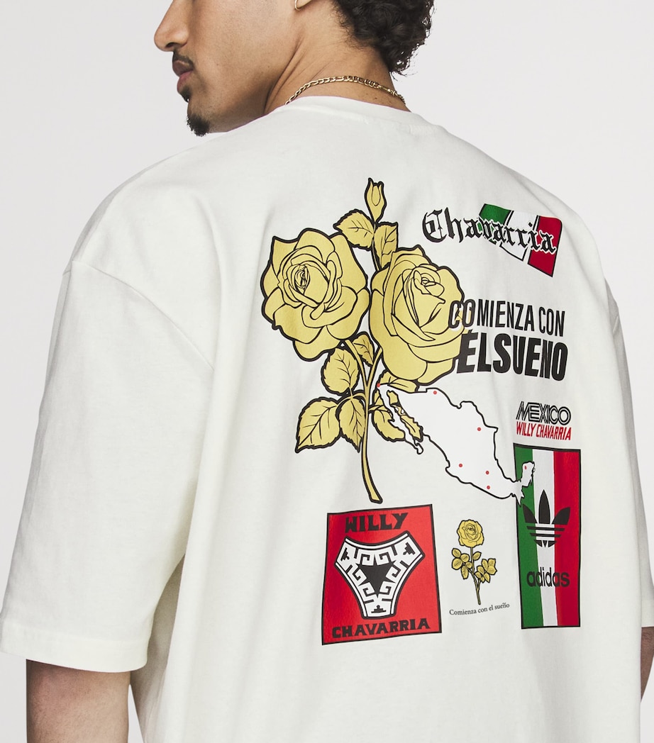 Willy Chavarria Mens x adidas Originals Cotton Mexico Printed T-Shirt Off White Image 8