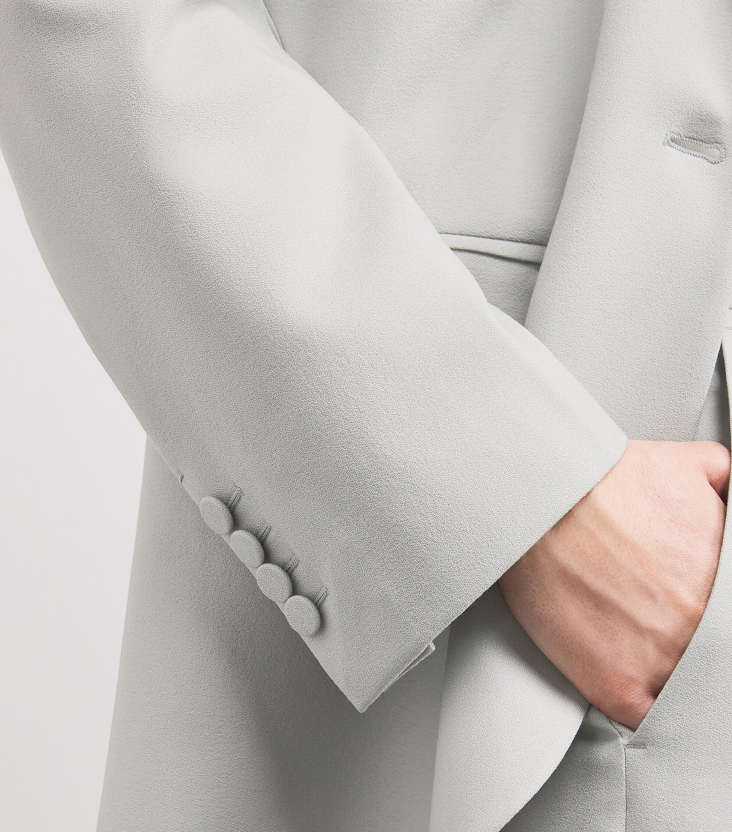 Agnona Womens Virgin Wool Single-Breasted Blazer Light Grey Sage Grey Image 6