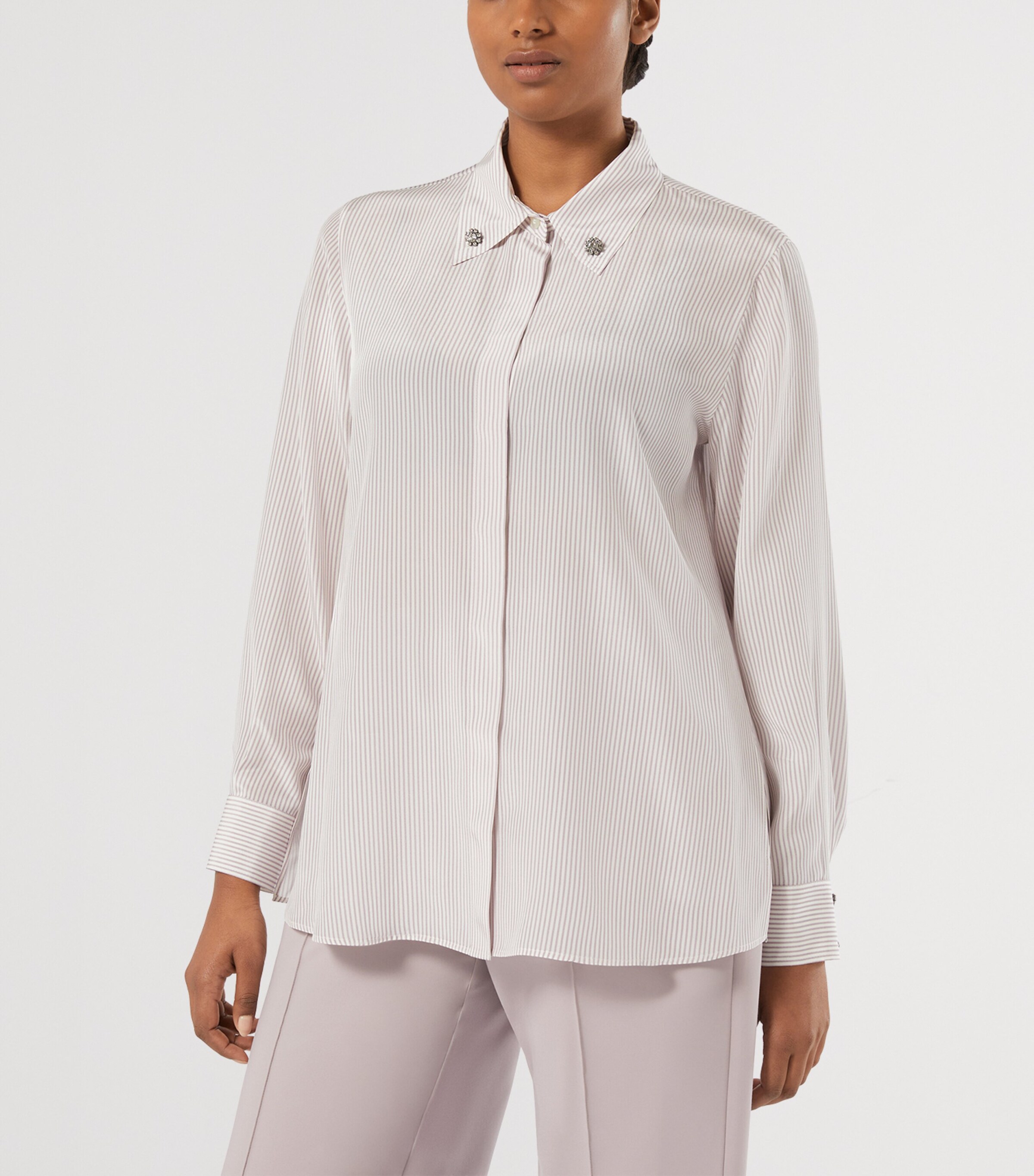 Marina Rinaldi Womens Silk Stripe Shirt Lilac Image 2