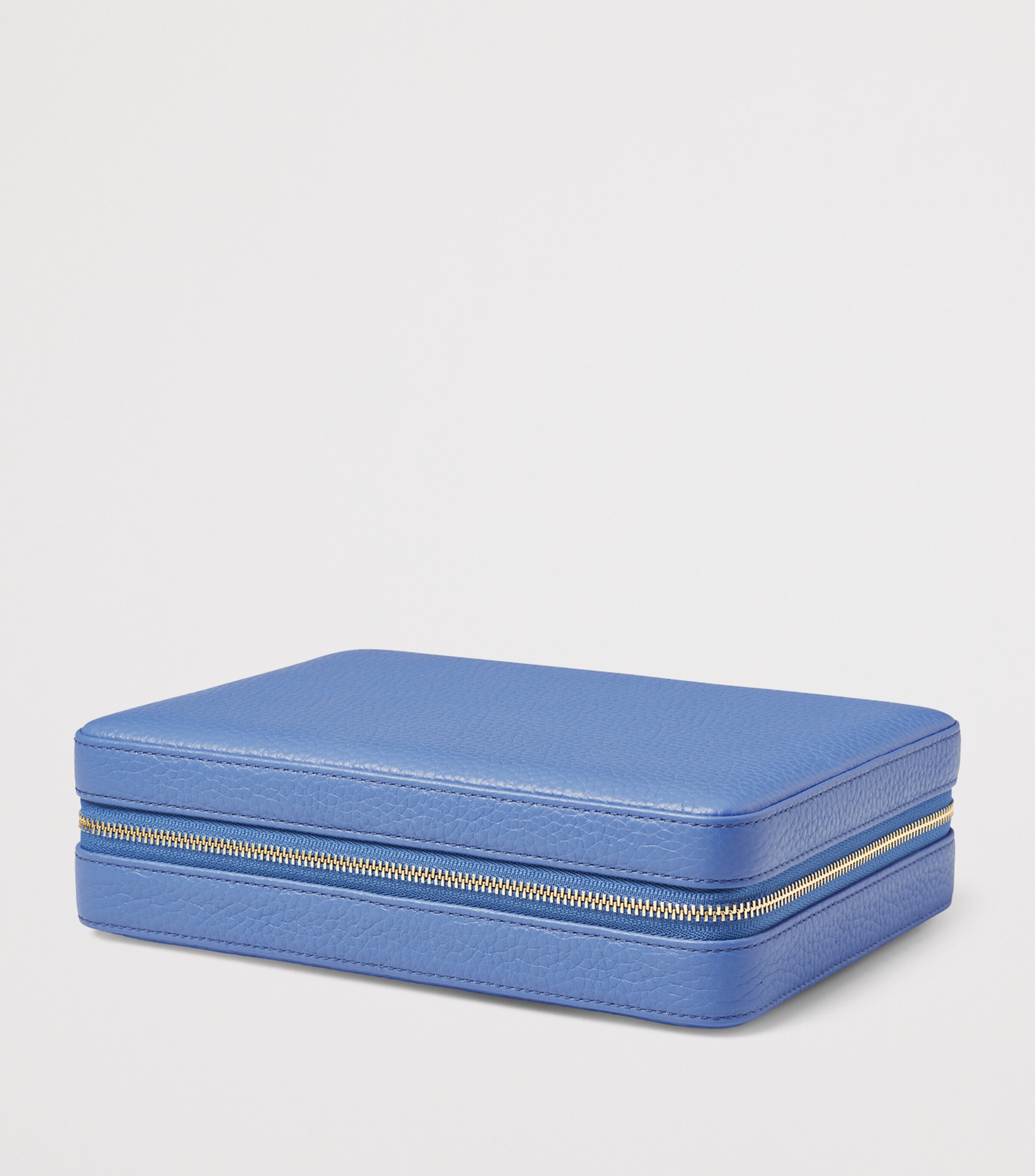 Aspinal Of London Large Leather Travel Jewellery Case Capri Blue Image 3