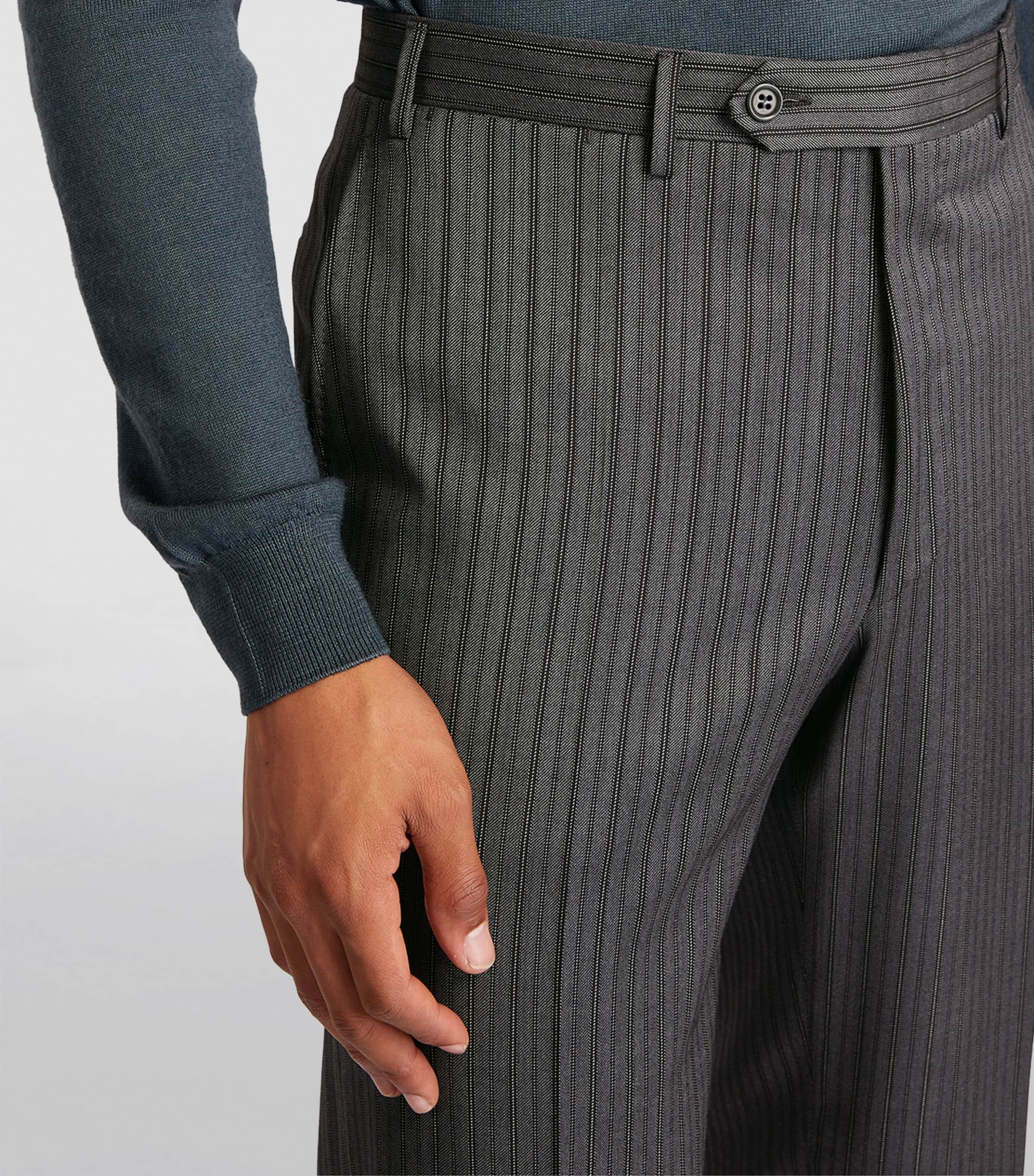 Canali Mens Wool Morning Suit Trousers Grey Image 6