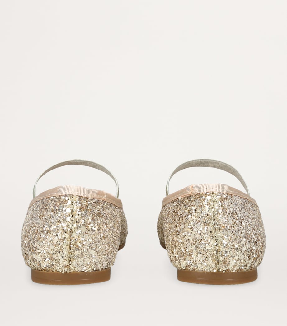 Leather Glitter Bug Ballet Flats SILVER Image 2