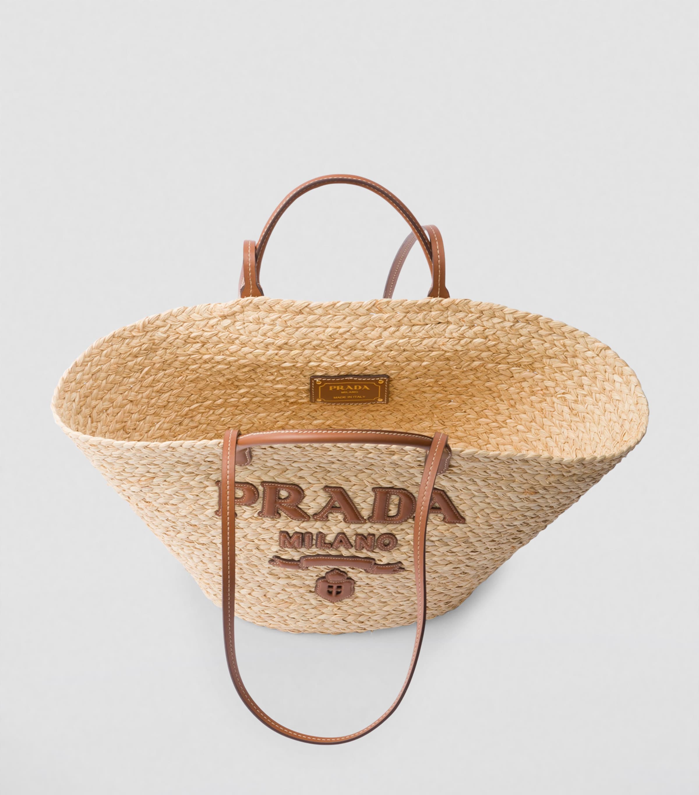 Prada Raffia-Leather Top-Handle Bag Image 6