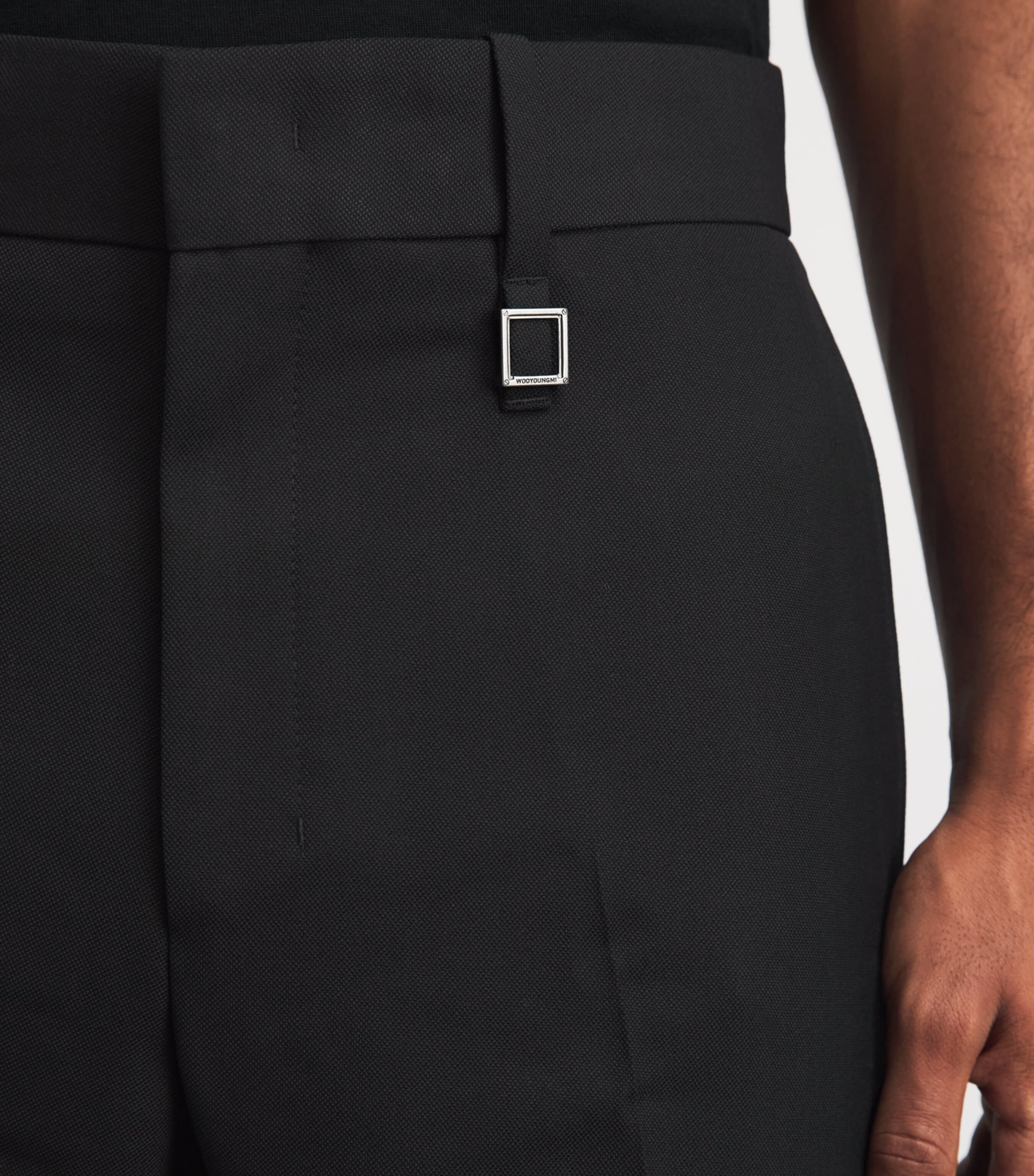Wooyoungmi Mens Wool Straight Trousers Black Image 3