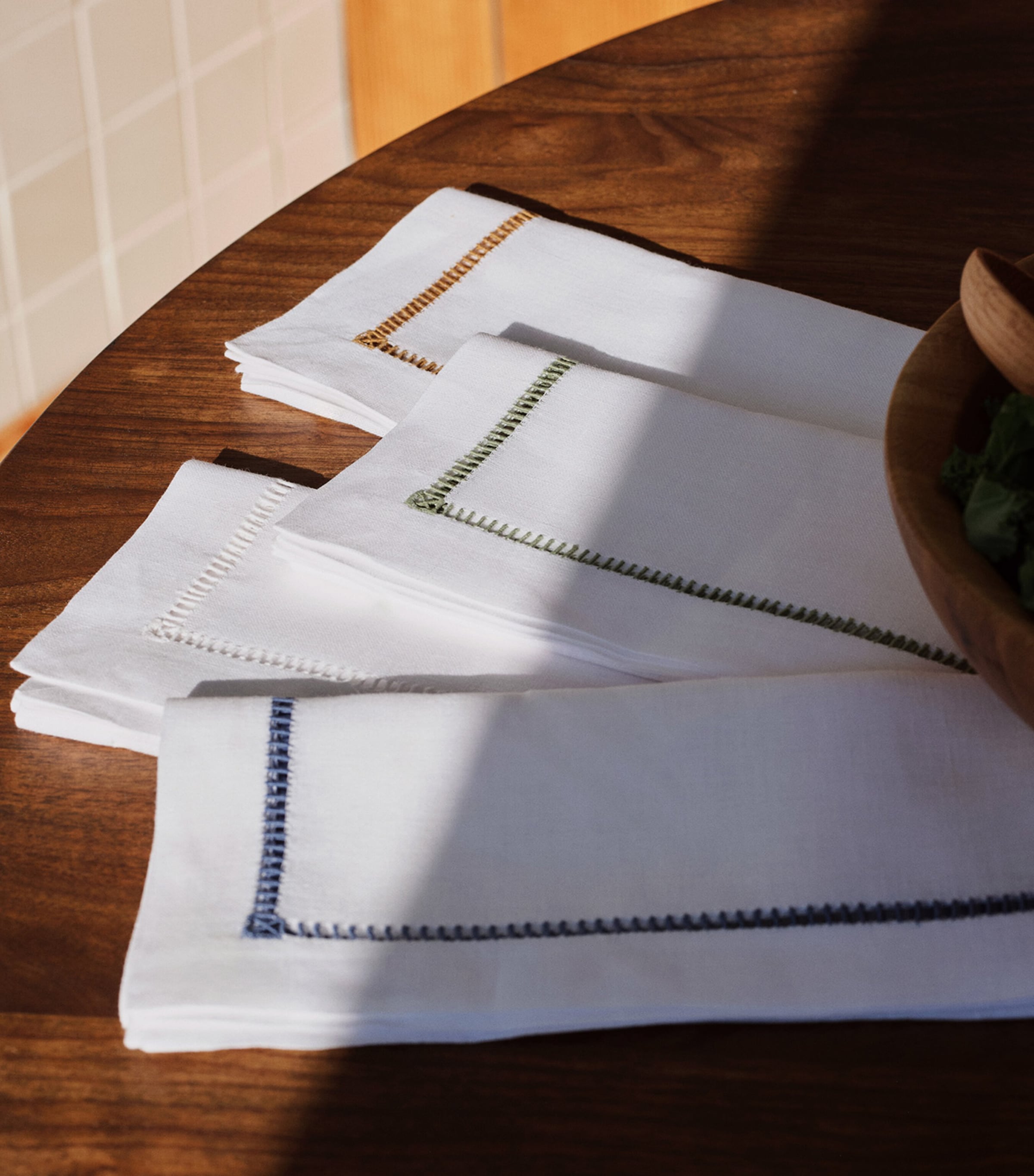 Linen Ladder Napkin (50cm x 50cm) WHITE / BLUE Image 5