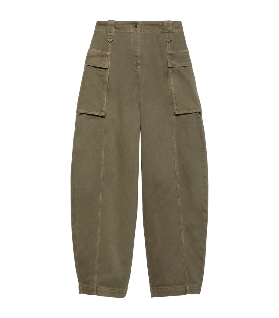 Cotton Drill Cargo Trousers KAKI Image 1