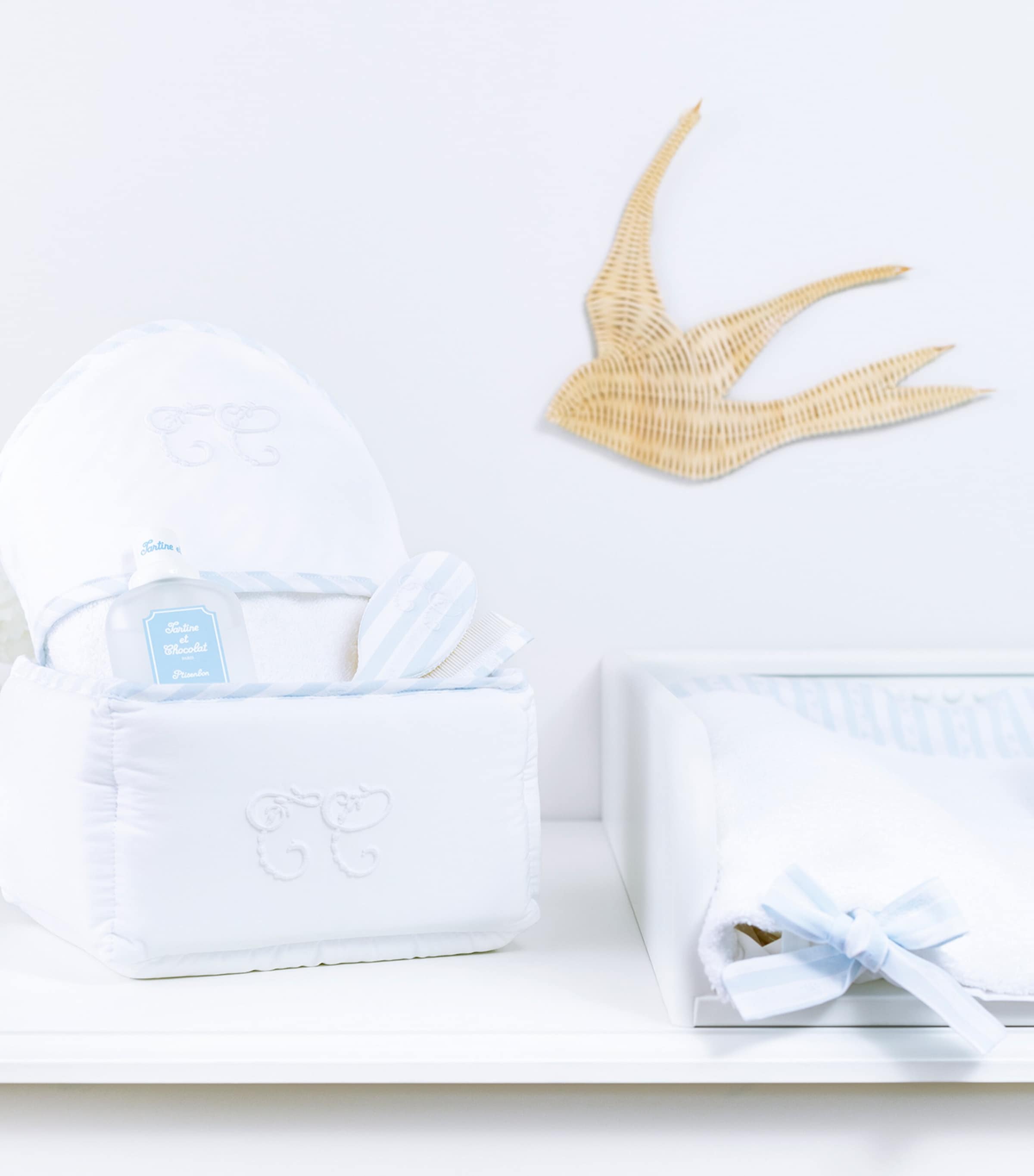 Cotton Monogram Basket BLUE Image 2