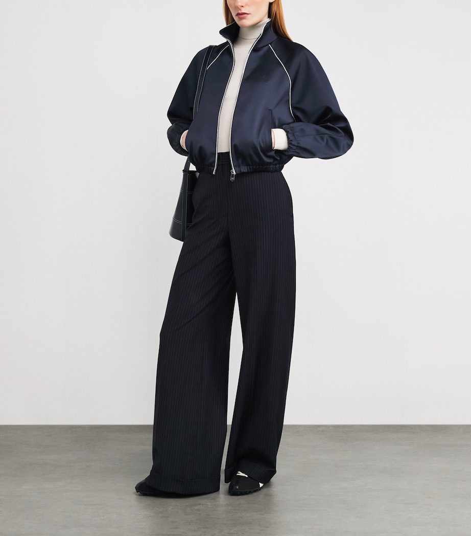 Satin Piped Bomber Jacket NAVY / BLACK Image 2