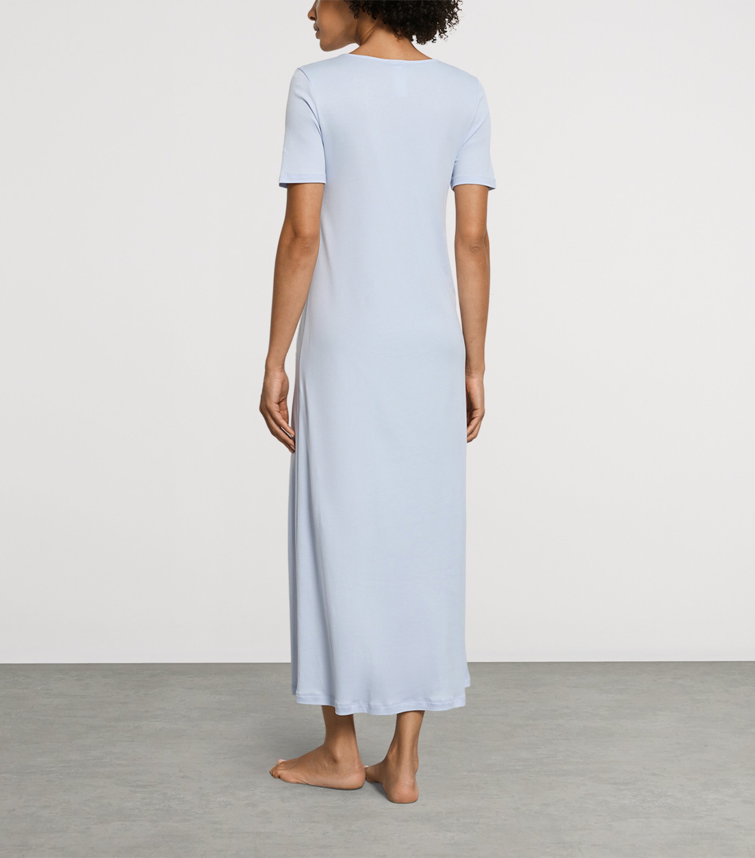 Hanro Womens Cotton Lace-Trim Moments Nightdress Blue Dove Image 3