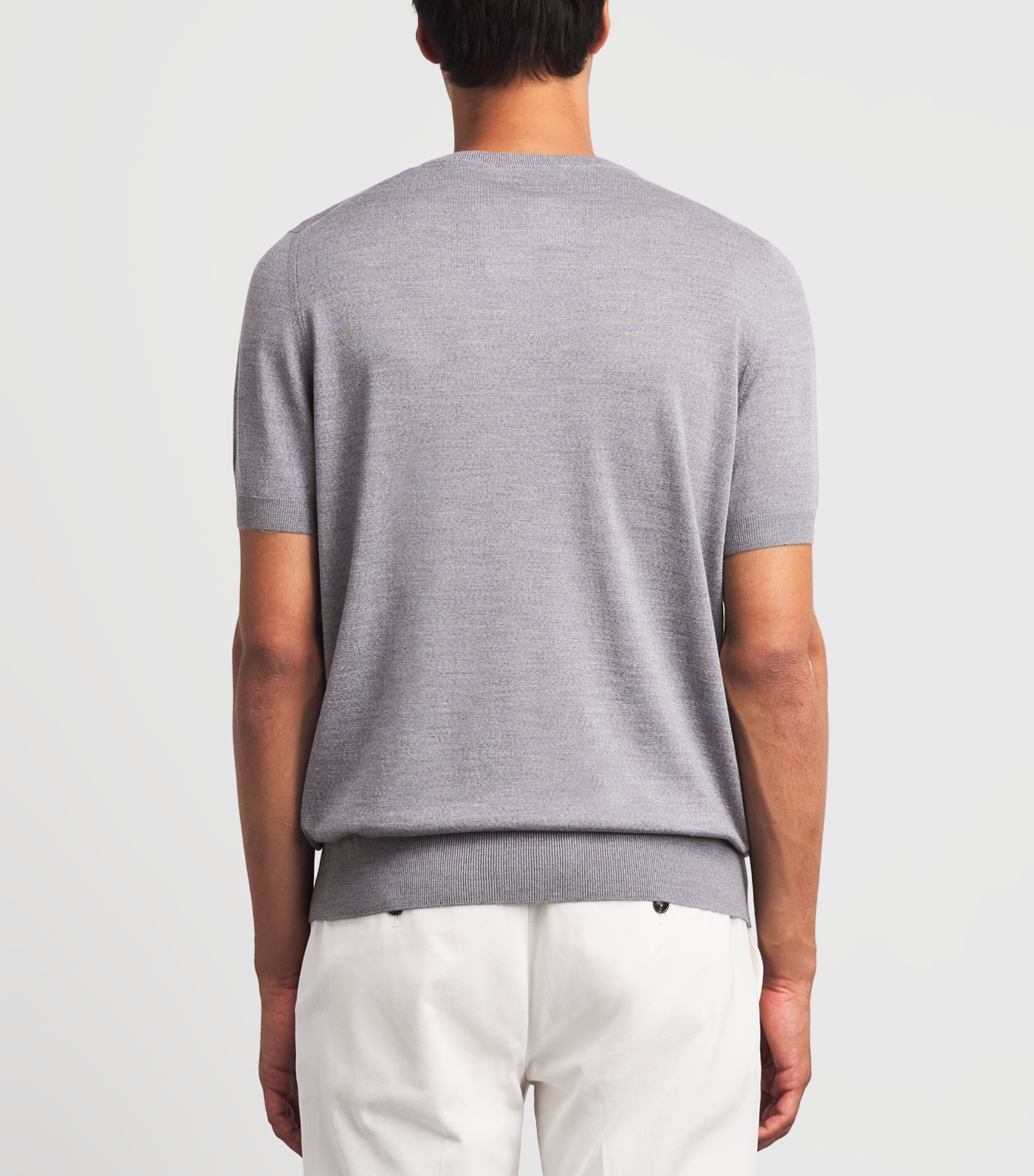 Lardini Mens Virgin Wool Knitted T-Shirt Grey Image 5