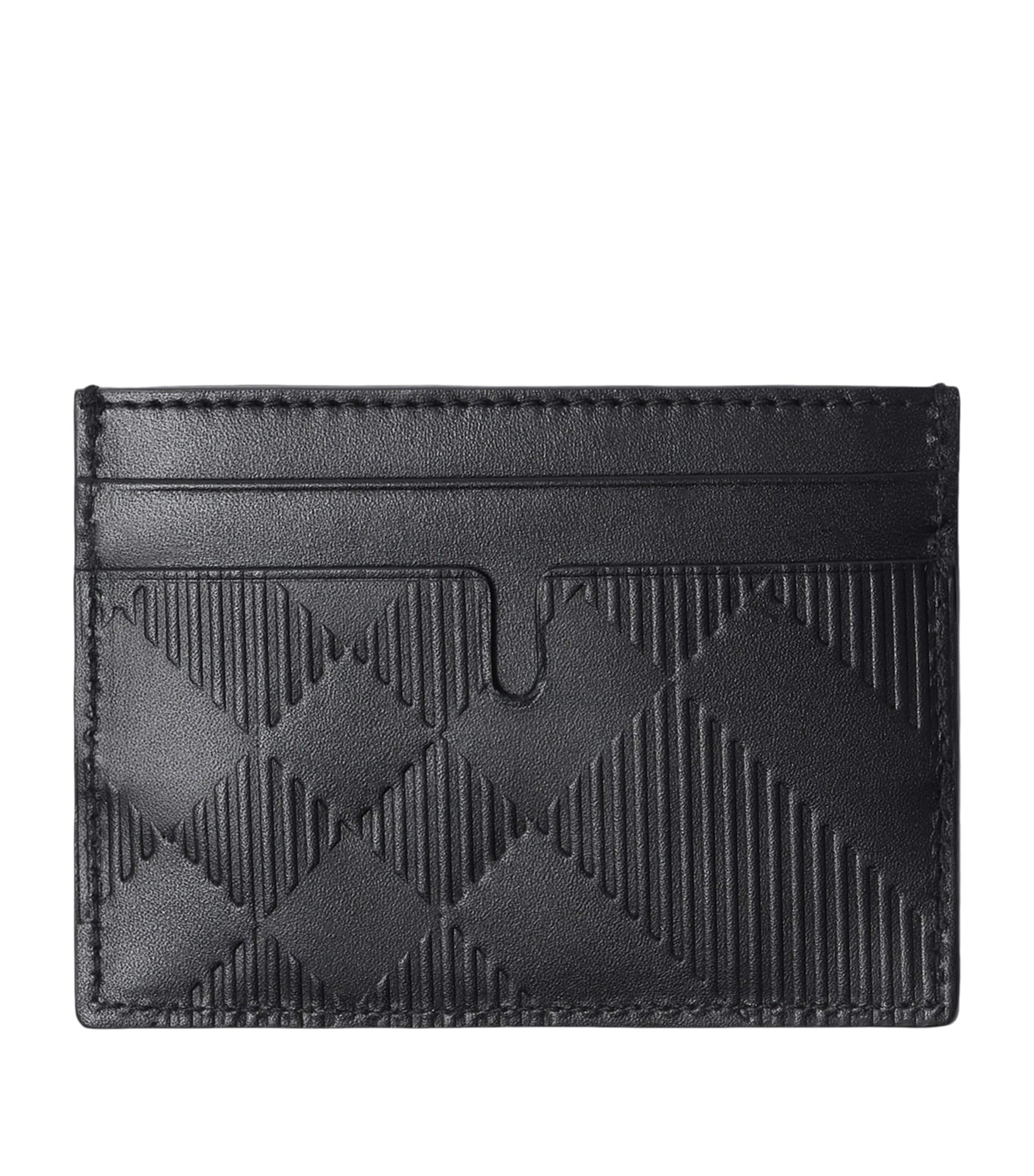 Burberry Embossed Check Card Holder In Black