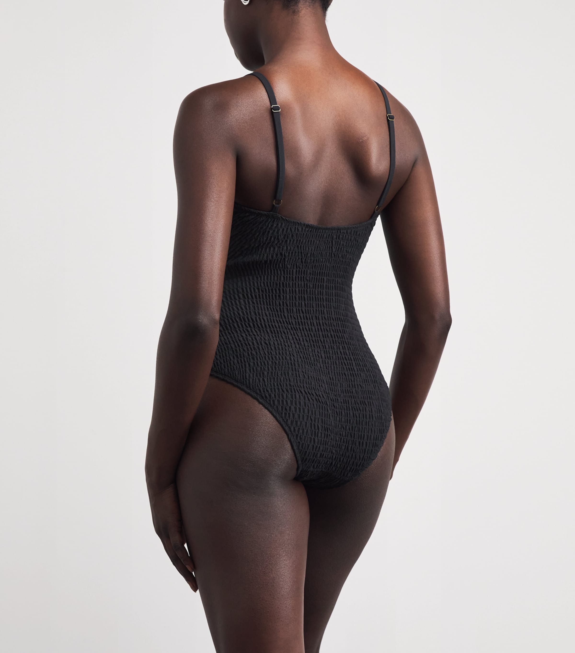Smocked Maillot Swimsuit NOIR Image 3