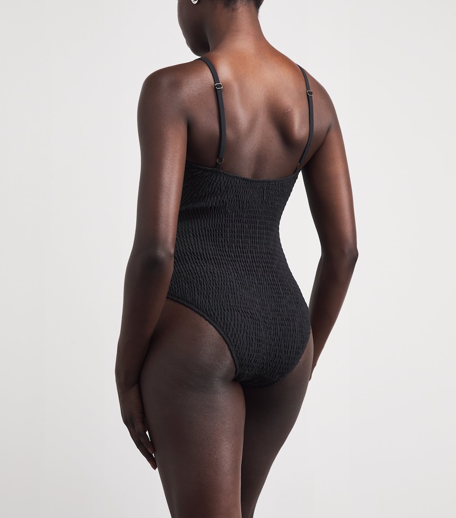 Smocked Maillot Swimsuit NOIR Image 3