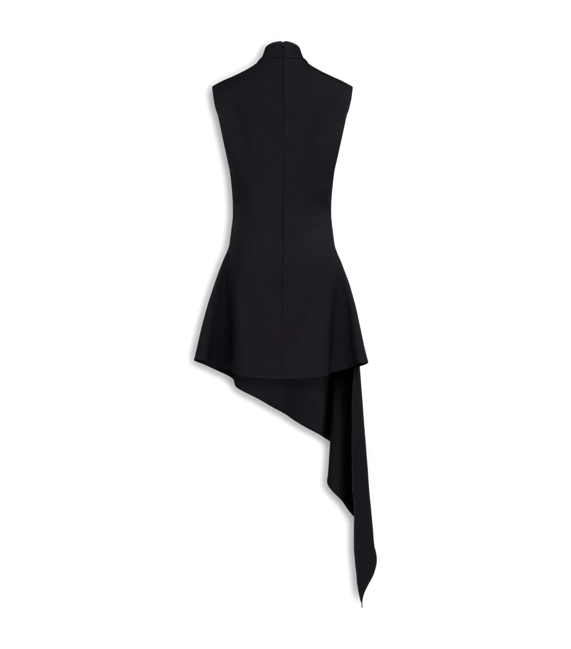 Alaïa Womens Wool Asymmetric Mini Dress Noir Alaia Image 4