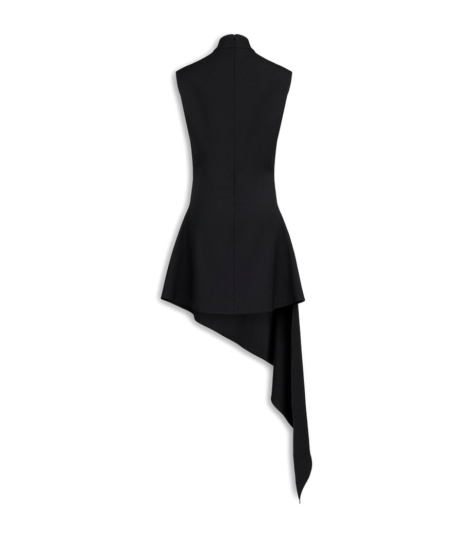 Alaïa Womens Wool Asymmetric Mini Dress Noir Alaia Image 4
