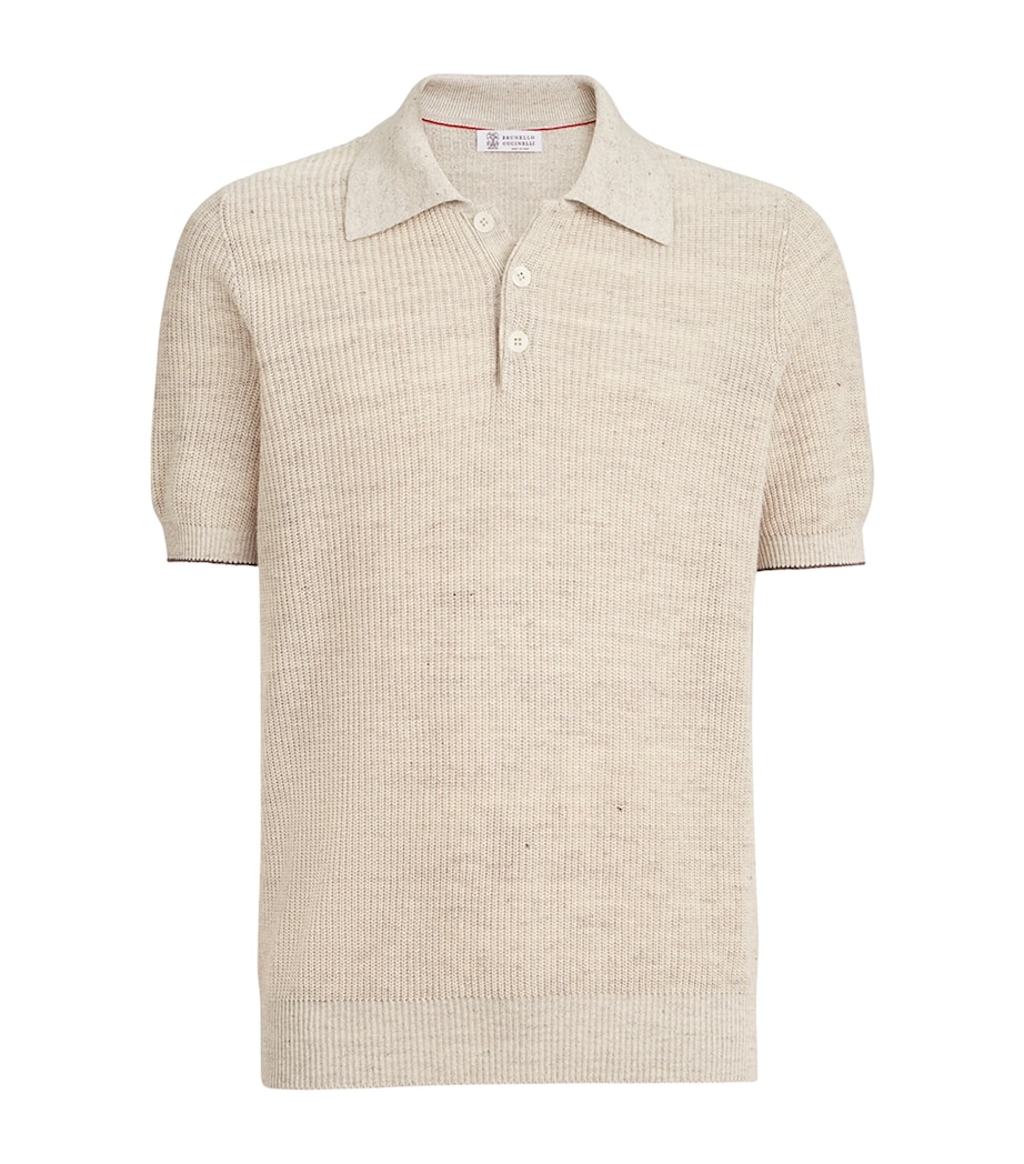 Brunello Cucinelli Mens Linen-Cotton Knitted Polo Sweater Image 1