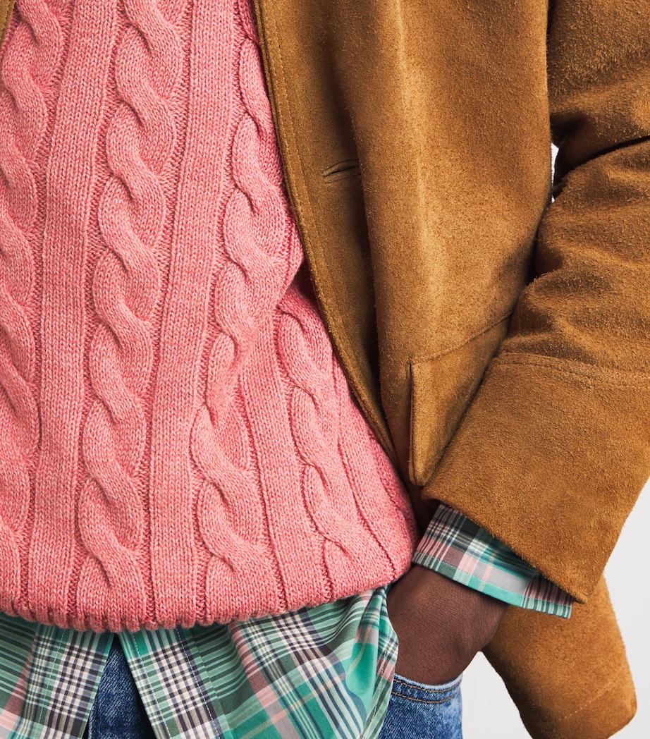 Cotton Cable-Knit Sweater RED HHTHR Image 6