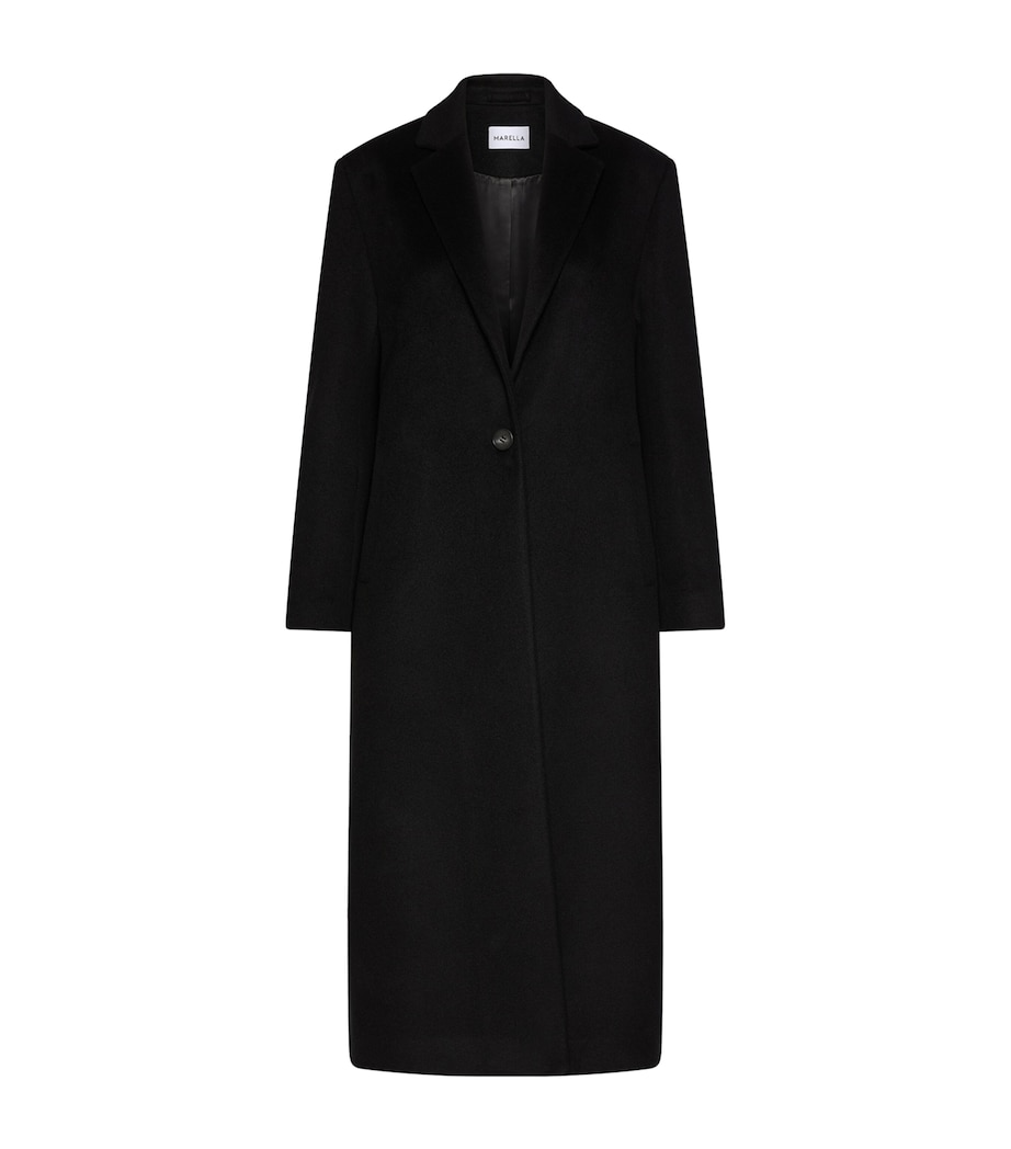 Marella Womens Virgin Wool-Cashmere Coat Black Image 1
