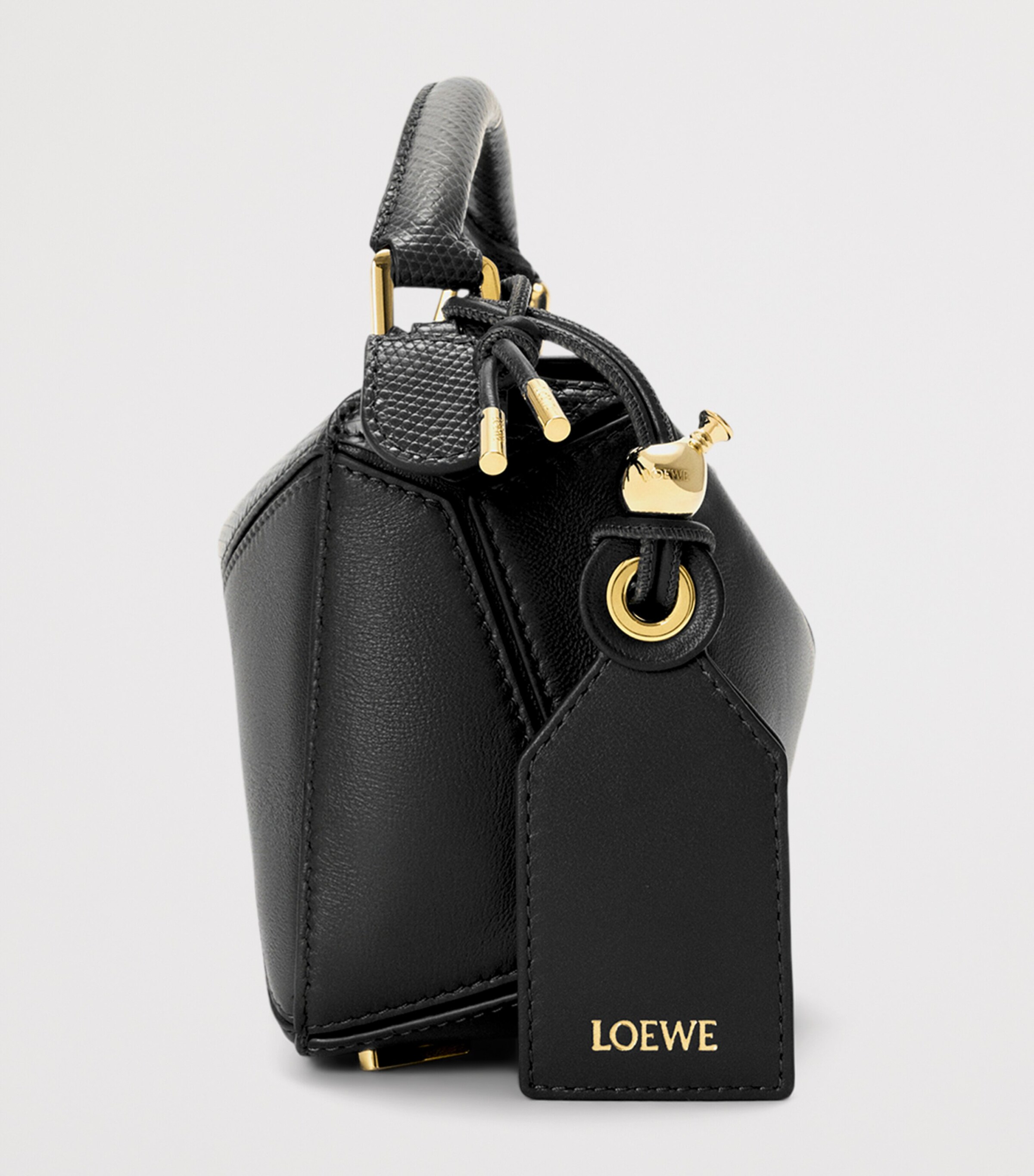 LOEWE Mini Lizzard Skin Featherlight Puzzle Top-Handle Bag Black Image 4