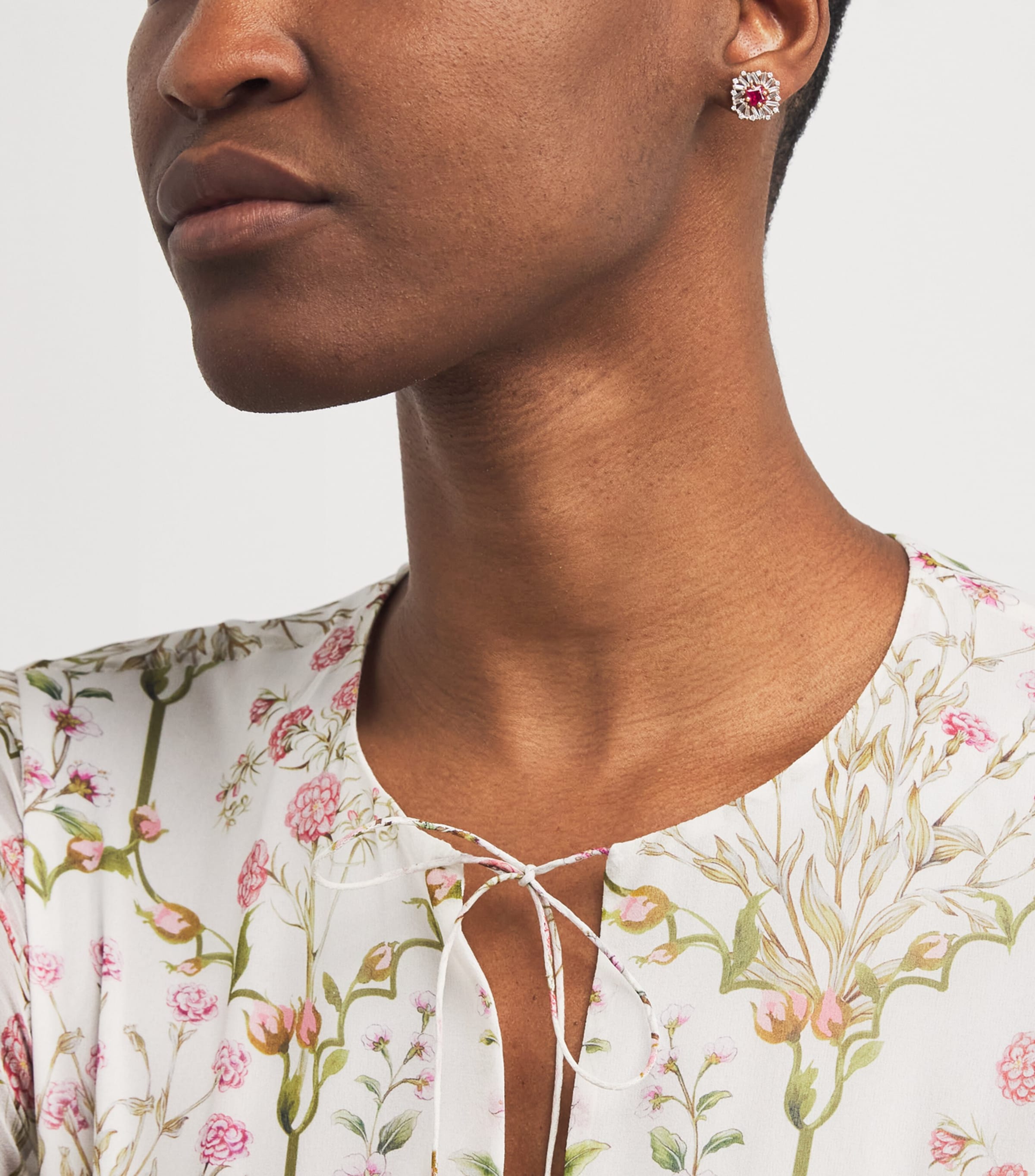 Rose Gold, Diamond and Ruby Princess Stud Earrings 18K RG/R Image 2