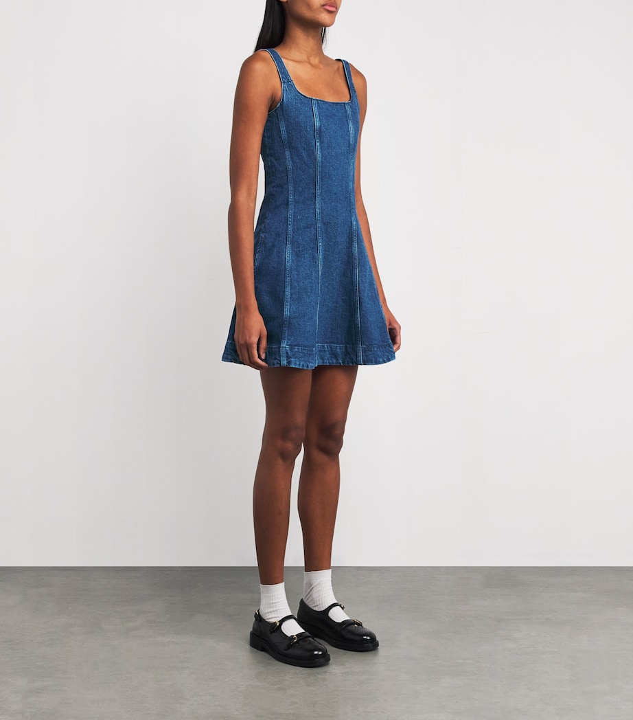 Denim Flared Mini Dress DENIM BLUE Image 3