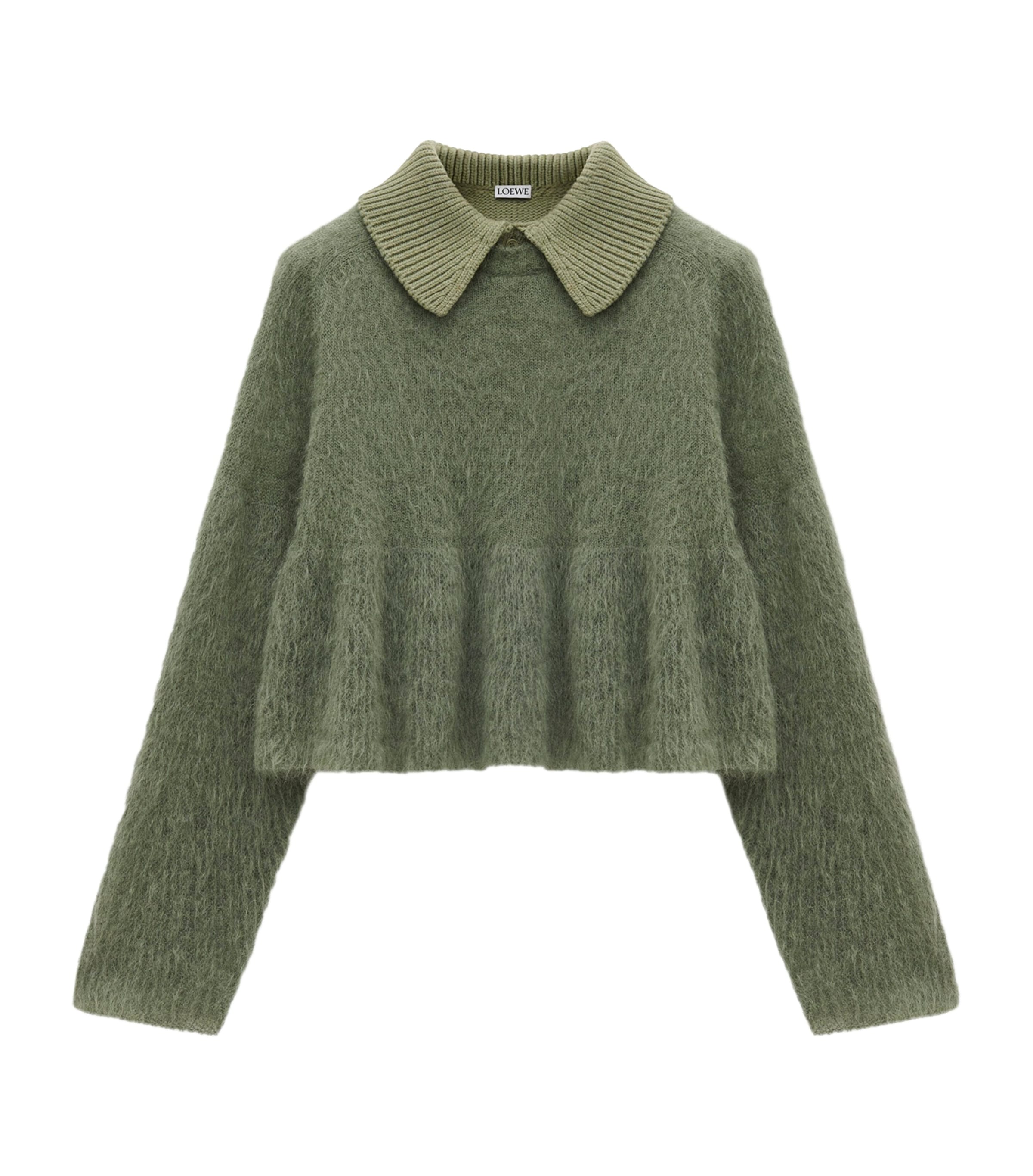 Shop Loewe Mohair-blend Polo Sweater In Green