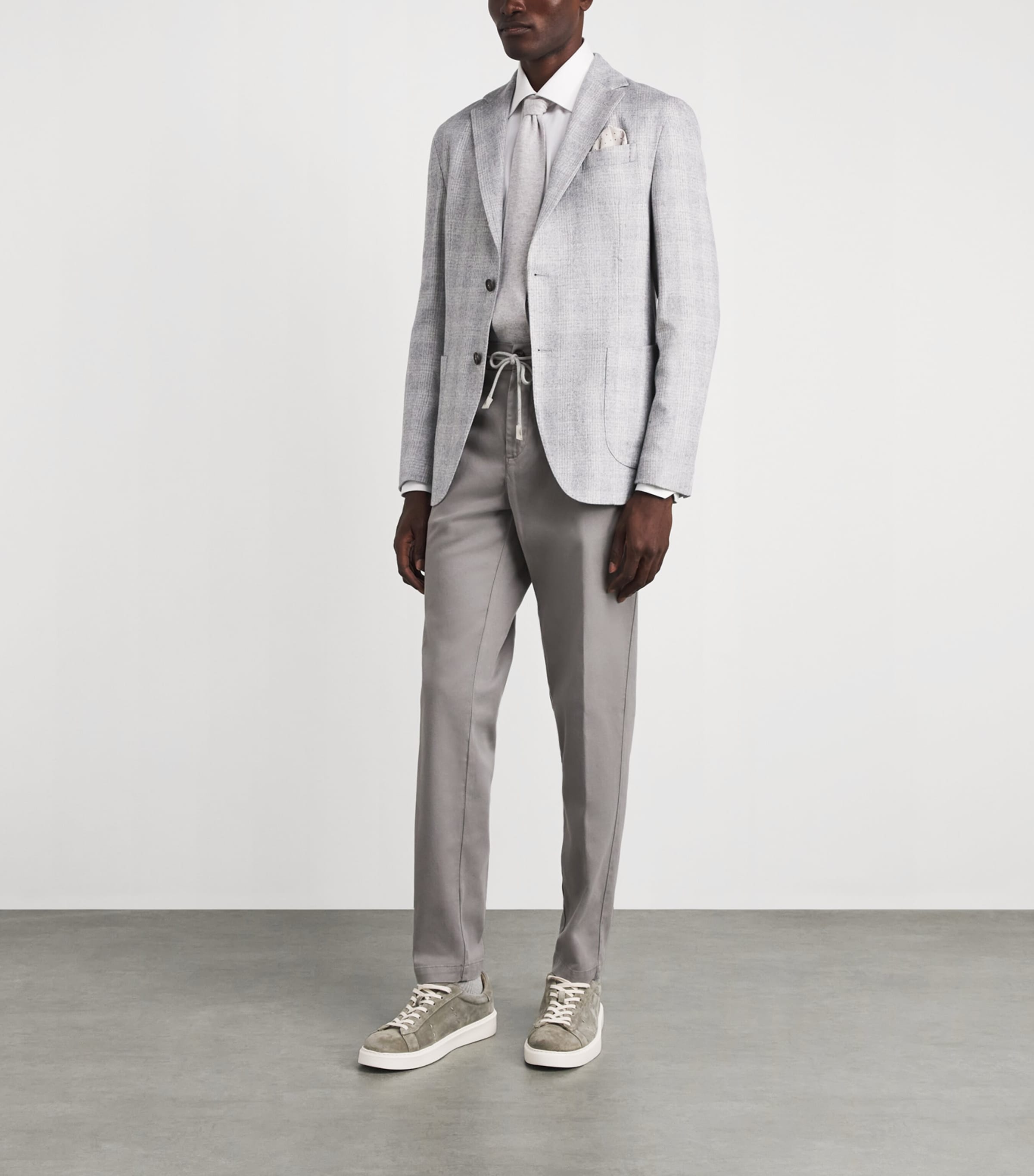 Eleventy Mens Twill Drawstring Pleated Straight Trousers Cardamomo Chiaro Image 2