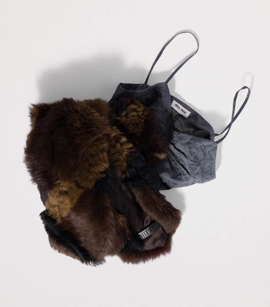Miu Miu Shearling Patchwork Stole Brown Image 3
