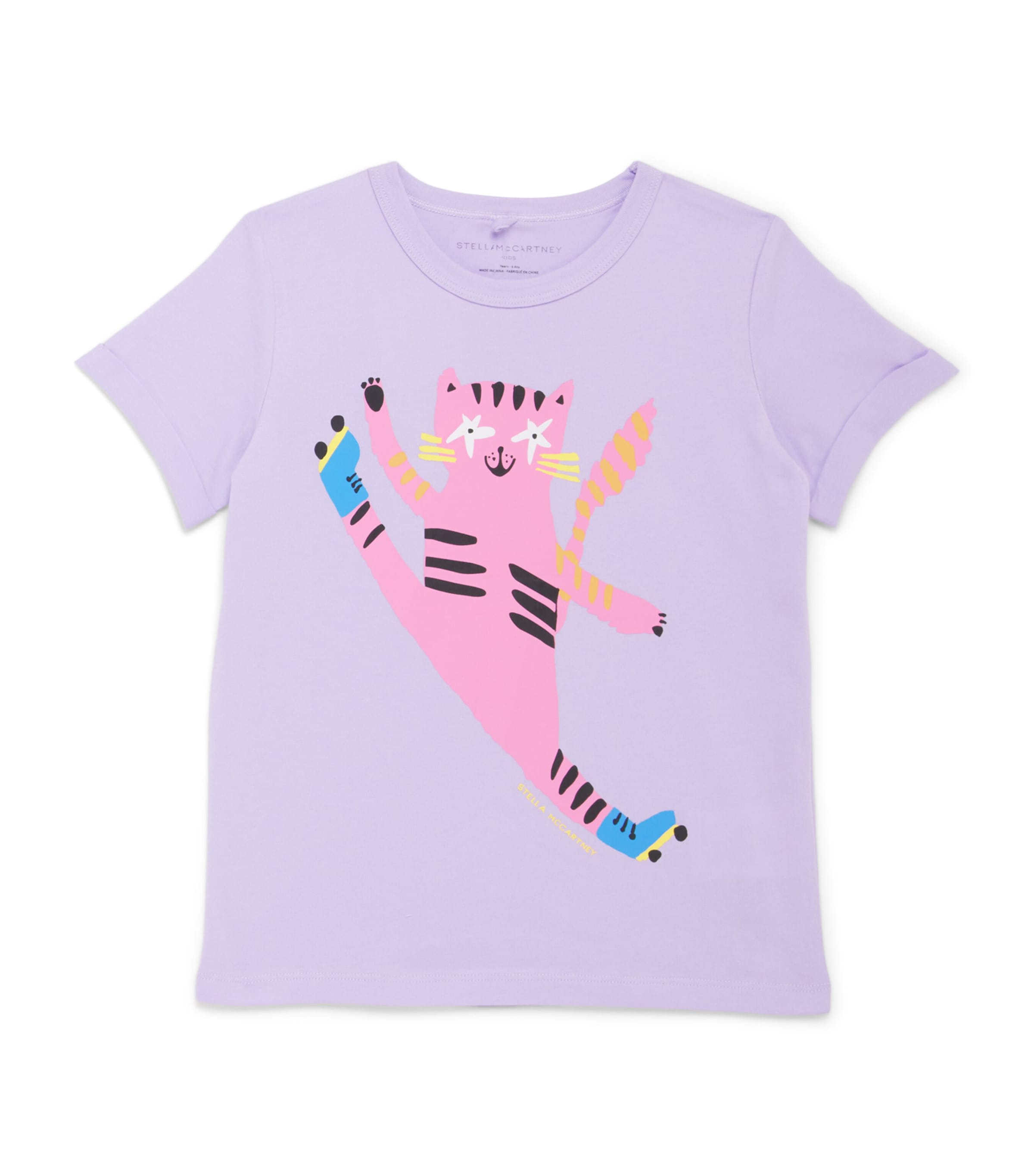 Shop Stella Mccartney Cotton Cat T-shirt In Purple